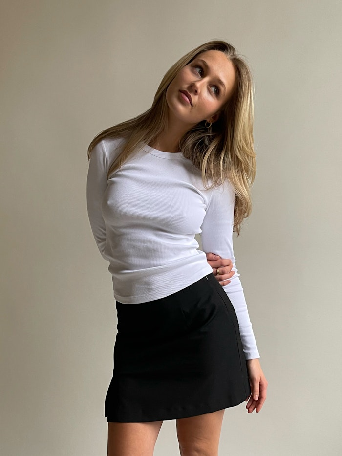 Daily Long Sleeve Top Ribbed White