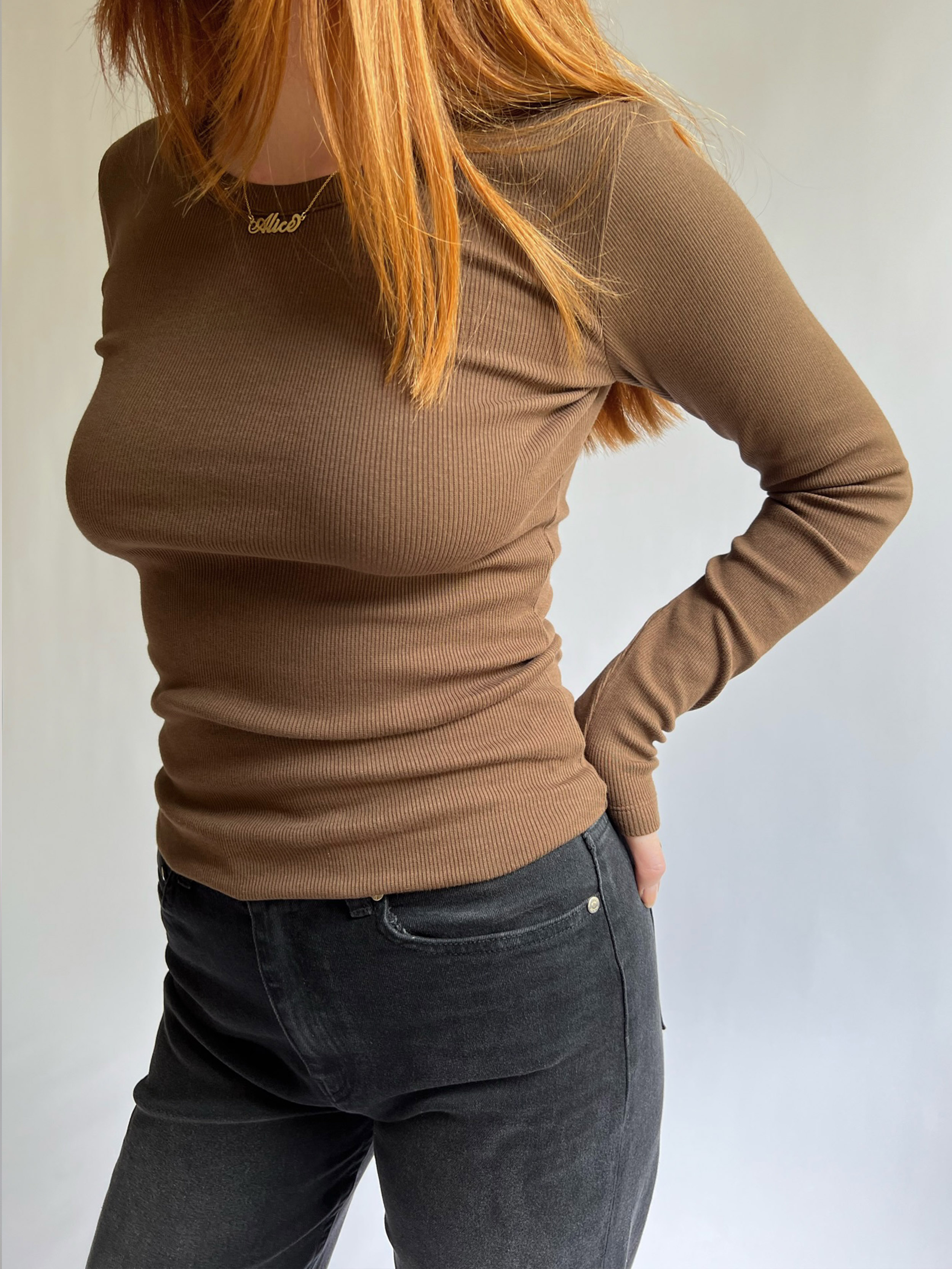 Daily T-shirt Ribbed Cocoa