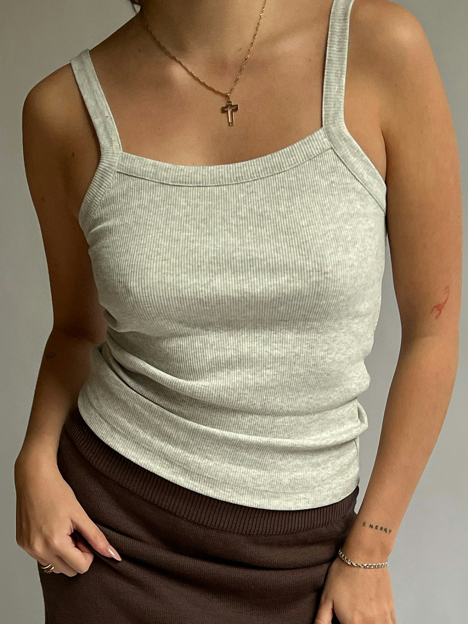 Daily Tank Top Ribbed Grey Melange