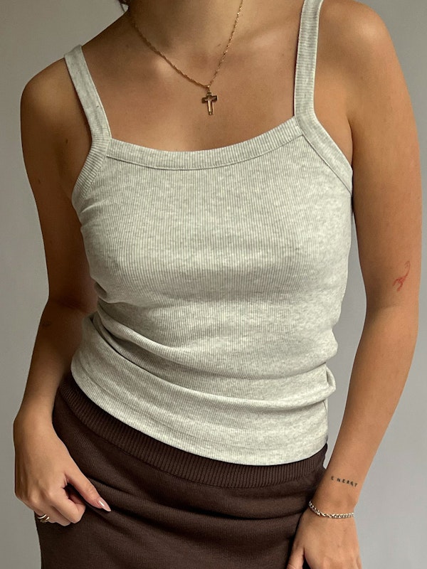 Daily Tank Top Ribbed Grey Melange