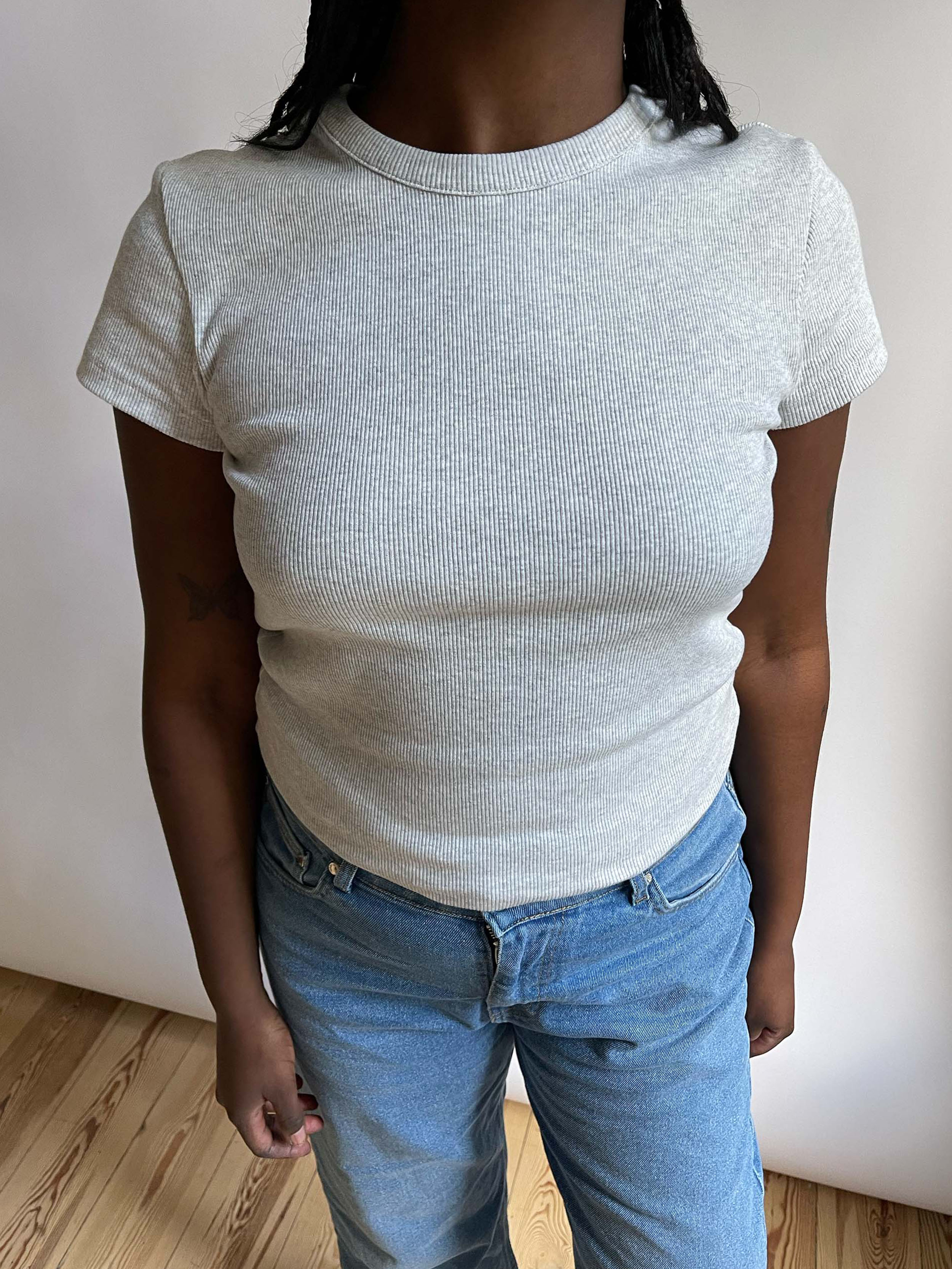 Daily T-Shirt Ribbed Grey Melange - Grey melange