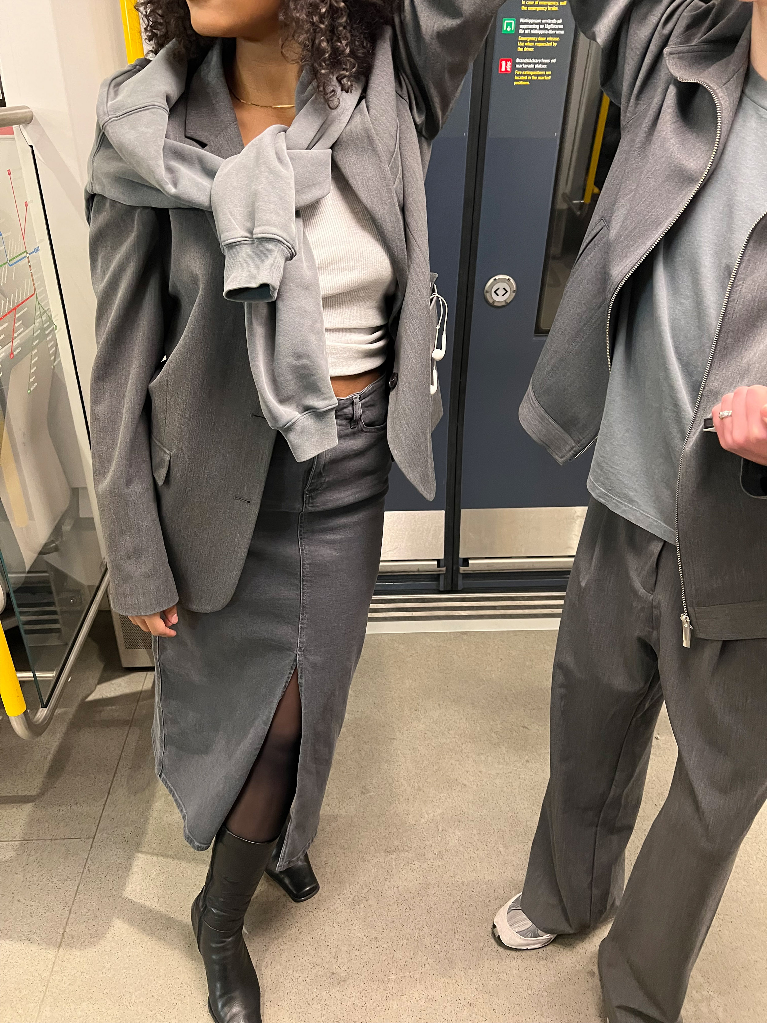 Denim Skirt Midi Washed Grey - Washed grey