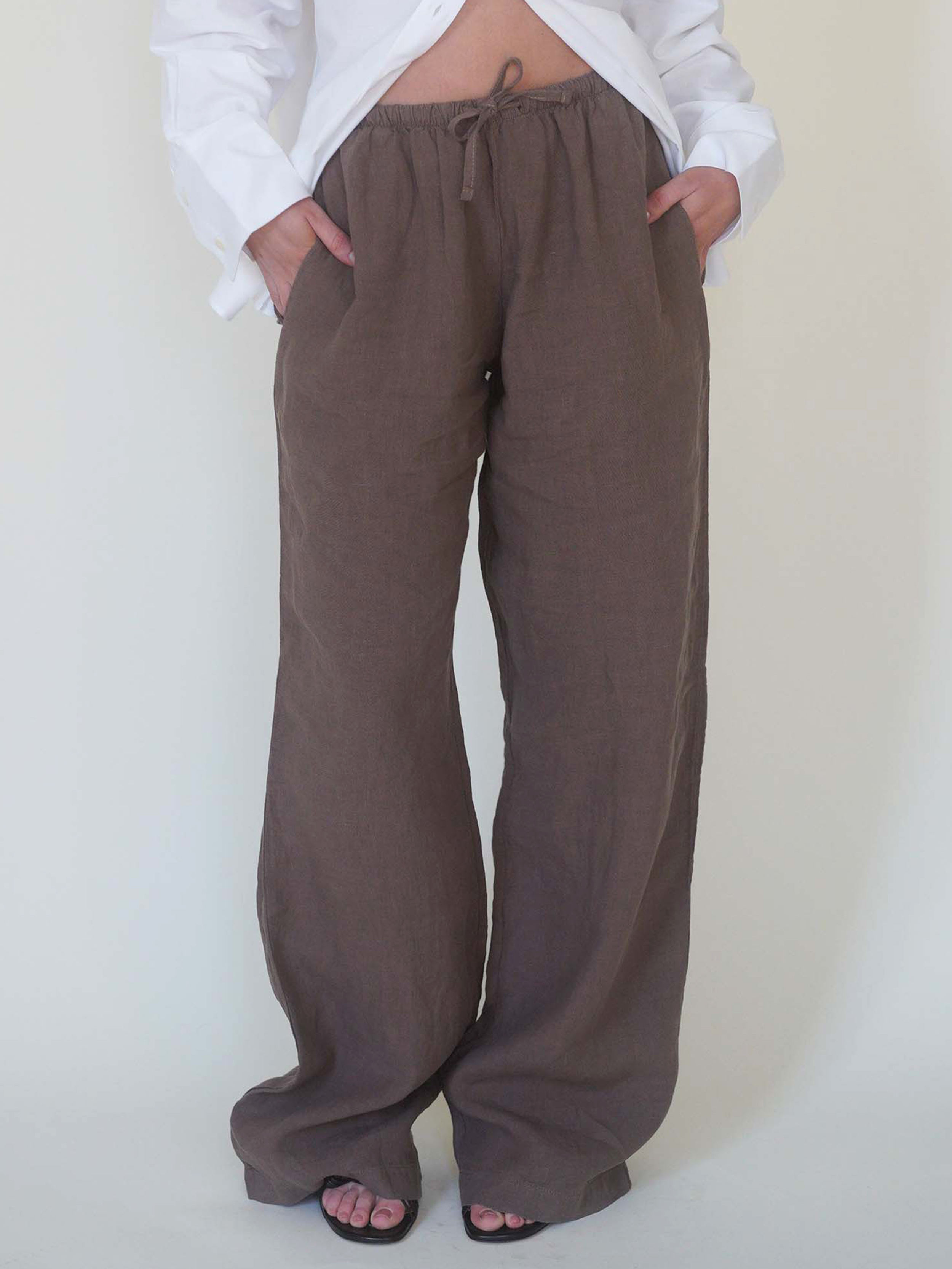 Linen Pants Brown - Brown | Djerf Avenue