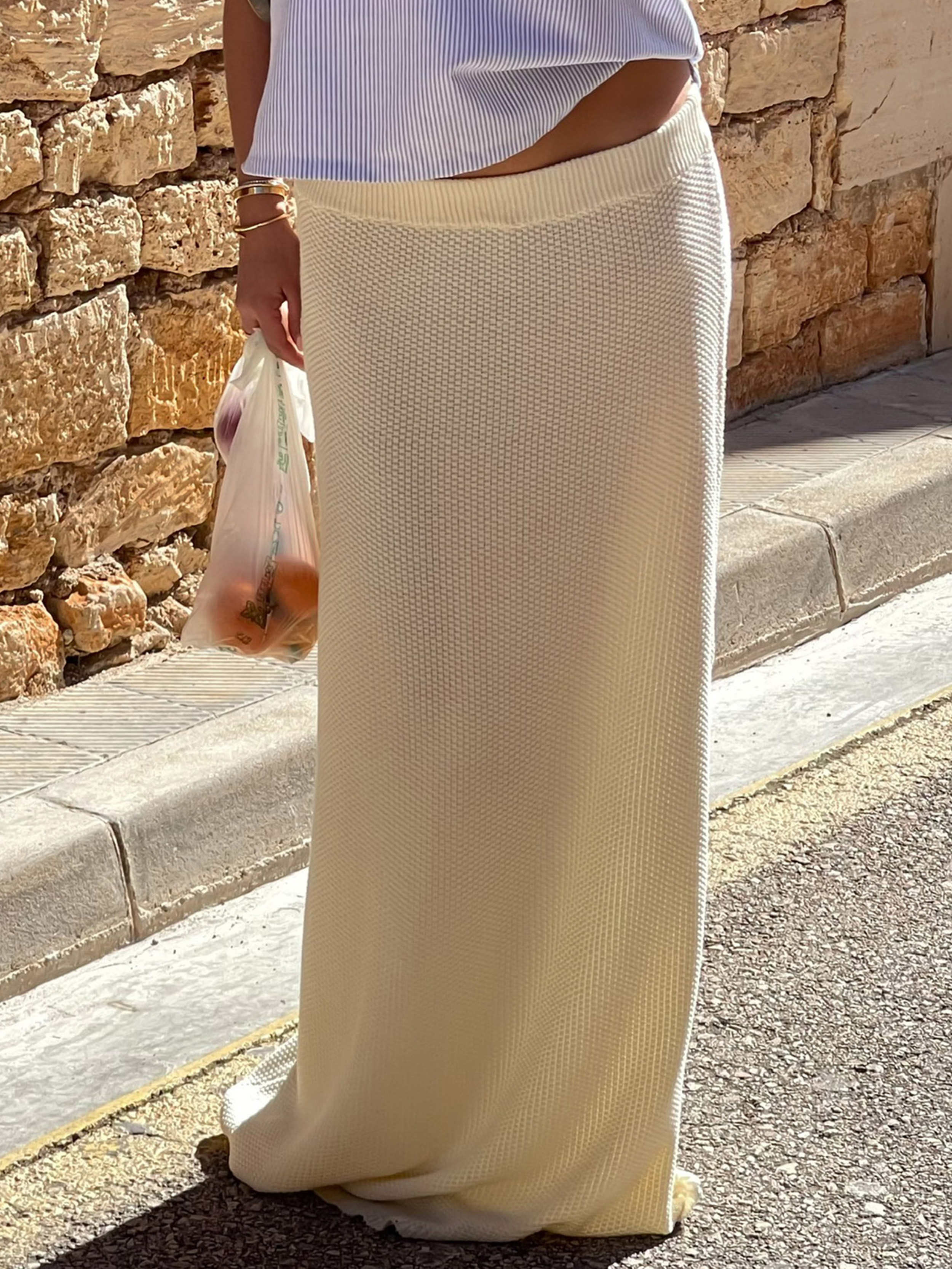 fa.er.ie★waffle lining midi skirt (vanilla cream)韓国送料込 Principessa Skirt Cream - Cream | Djerf Avenue