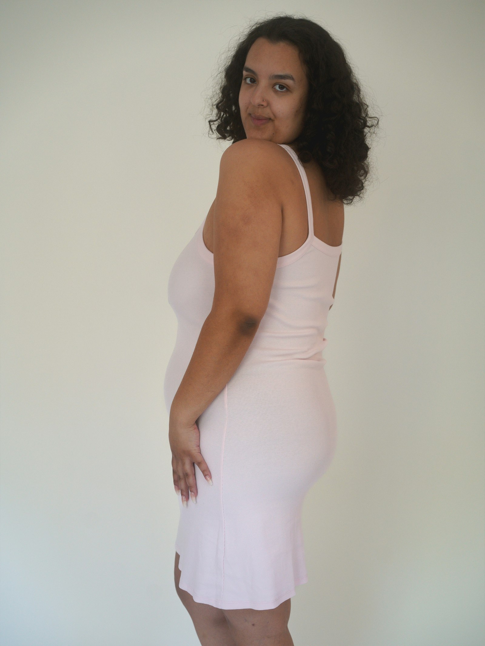 Daily Tank Dress Ribbed Baby Pink