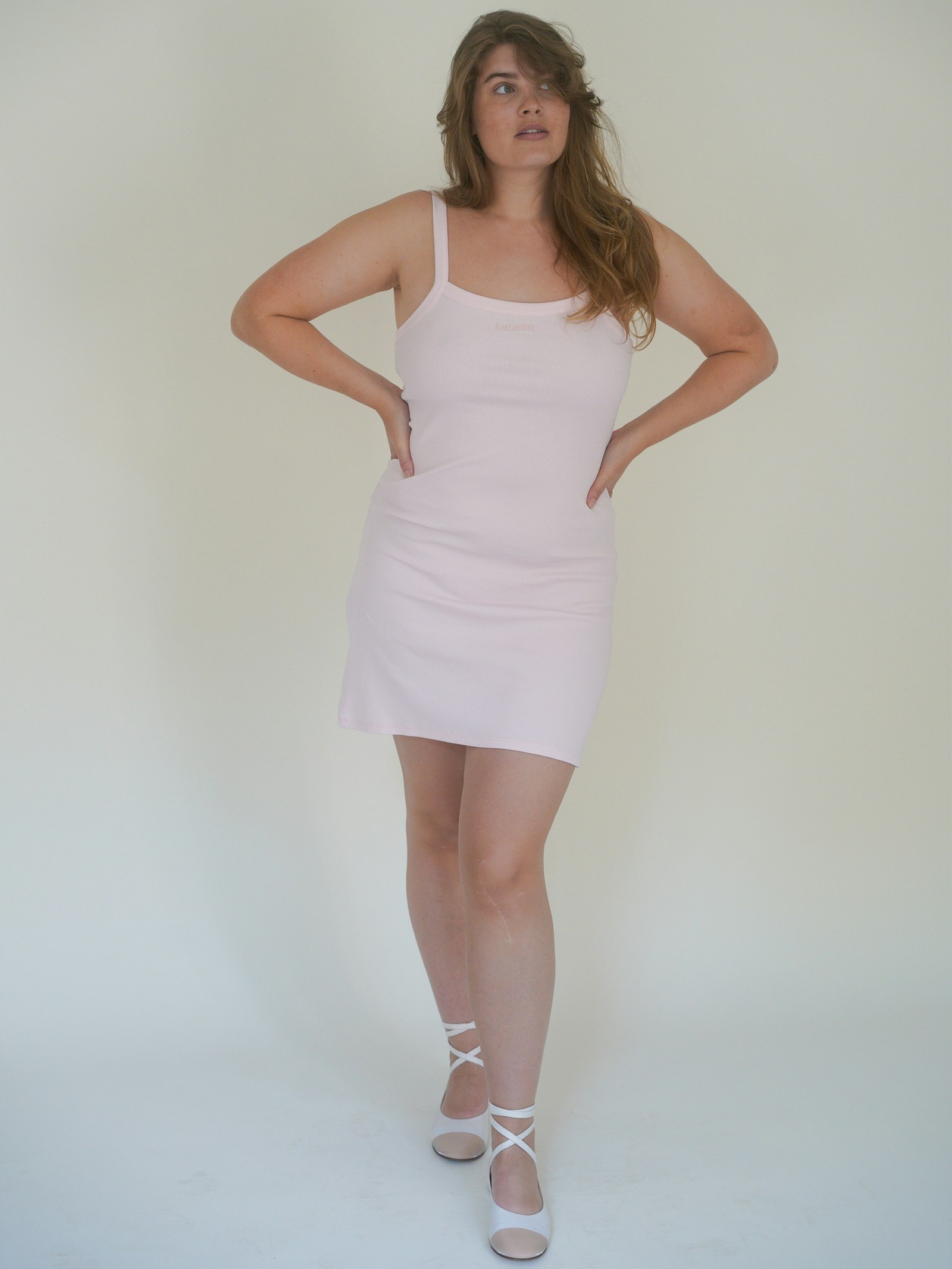 Daily Tank Dress Ribbed Baby Pink