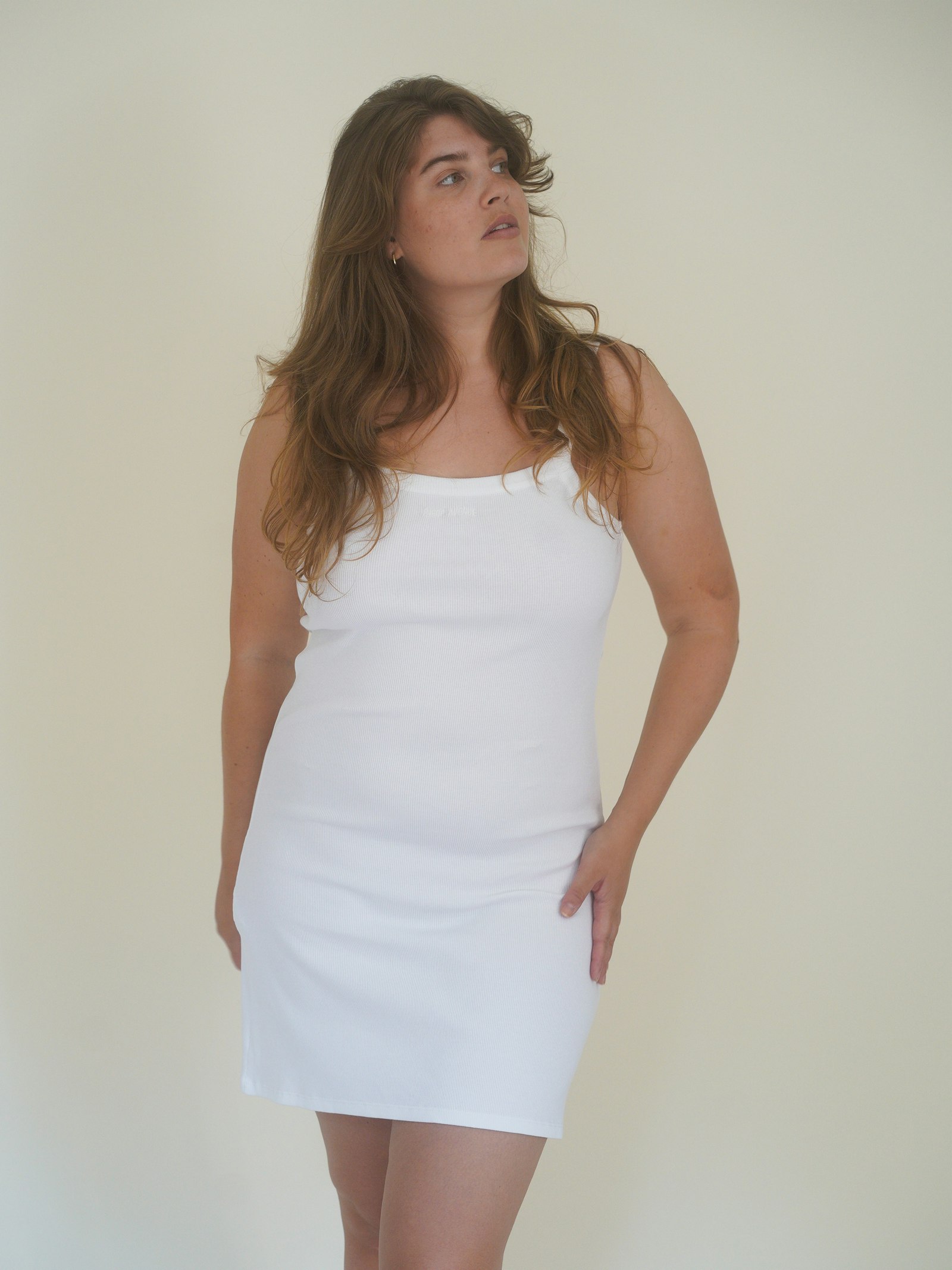 Daily Tank Dress Ribbed White