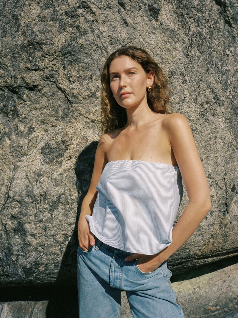 Breezy Tube Top Blue Stripe