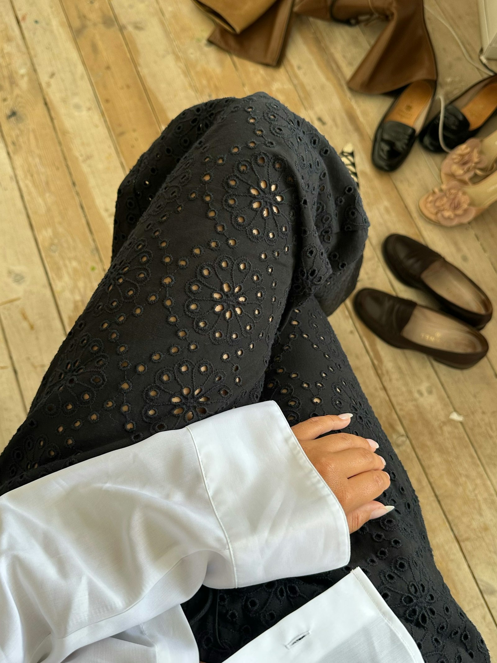 Broderie Anglaise Pants Black