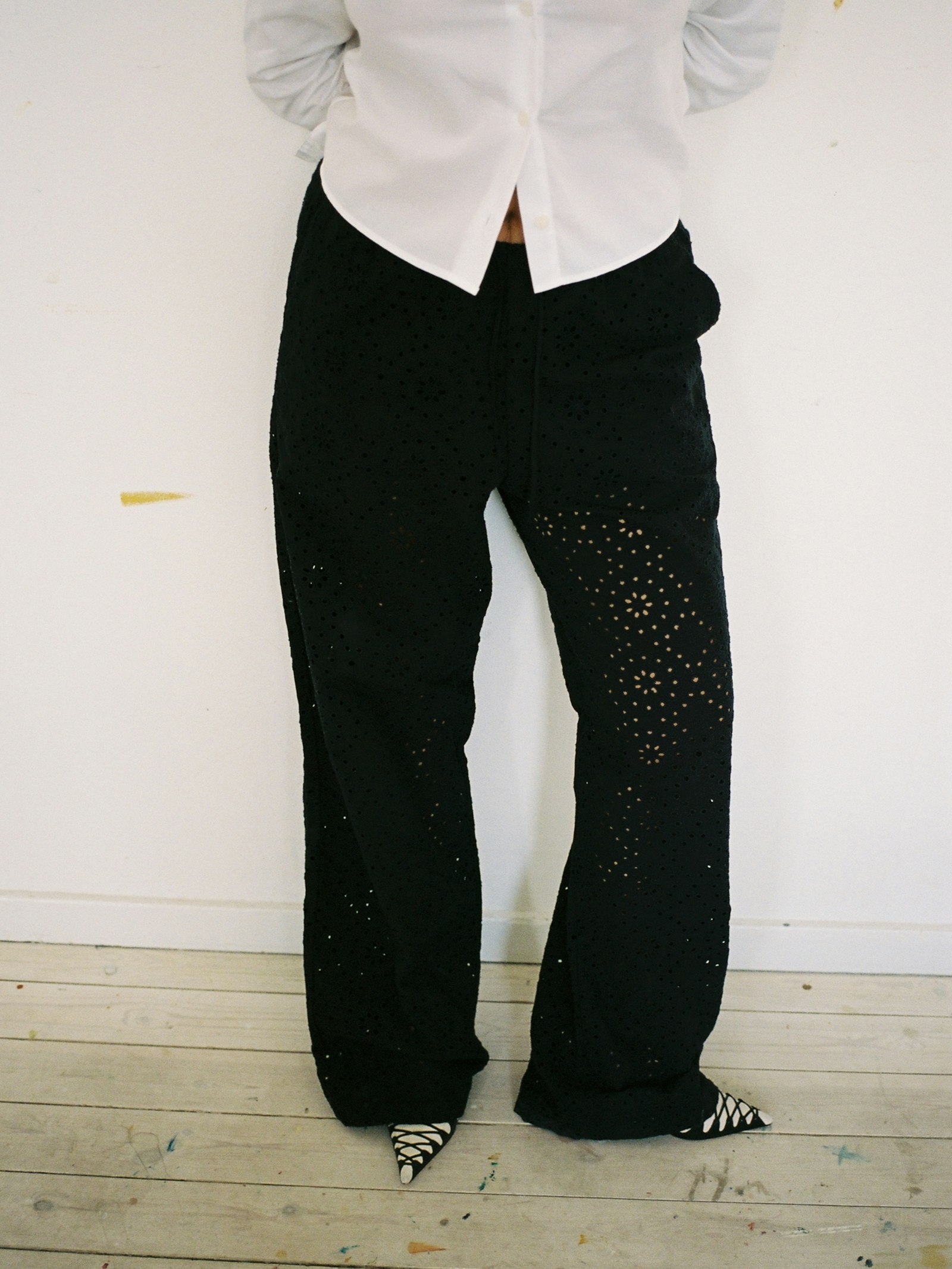 Broderie Anglaise Pants Tall Black