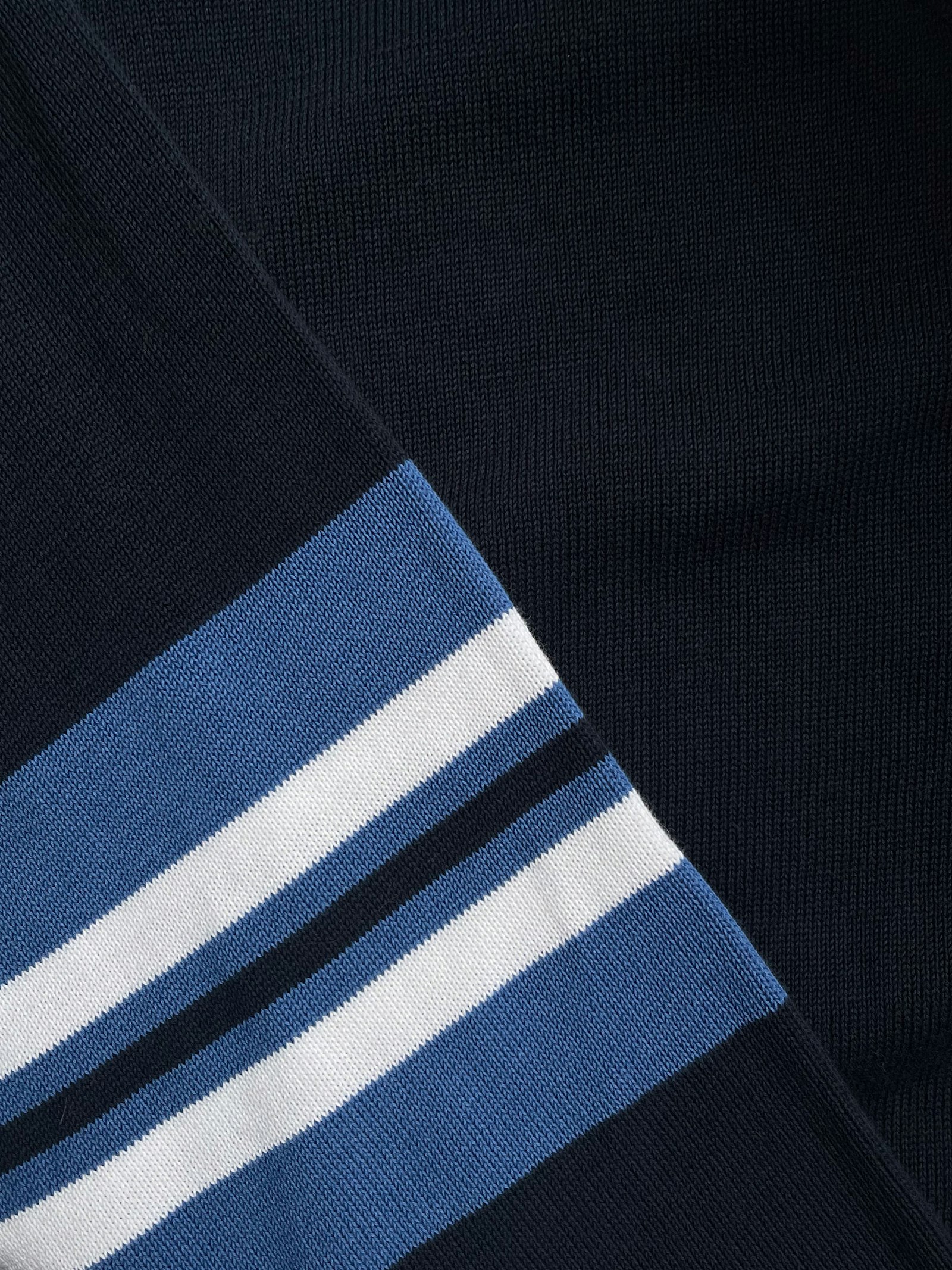 Striped Sleeve Crewneck Blue