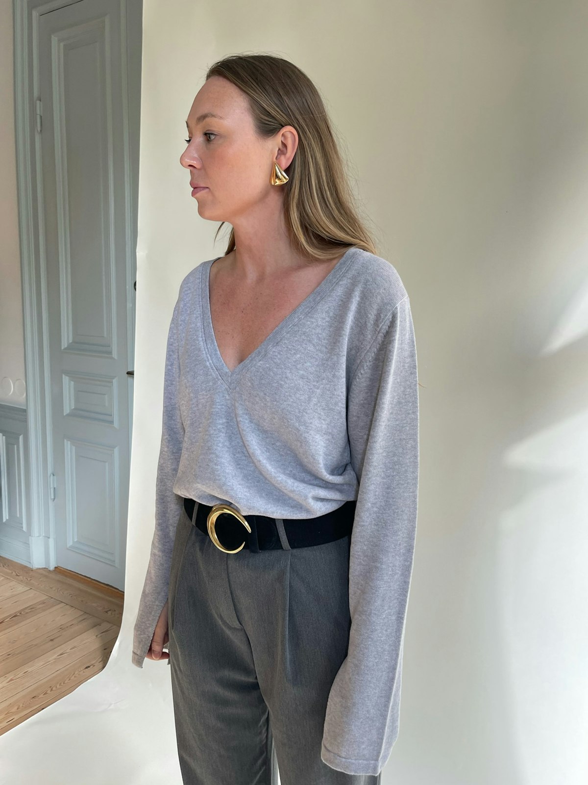 Remake Getaway V-neck Top Grey Melange