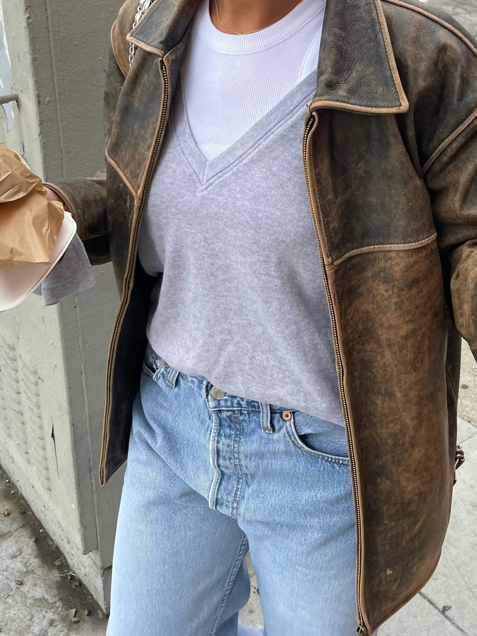 Remake Getaway V-neck Top Grey Melange