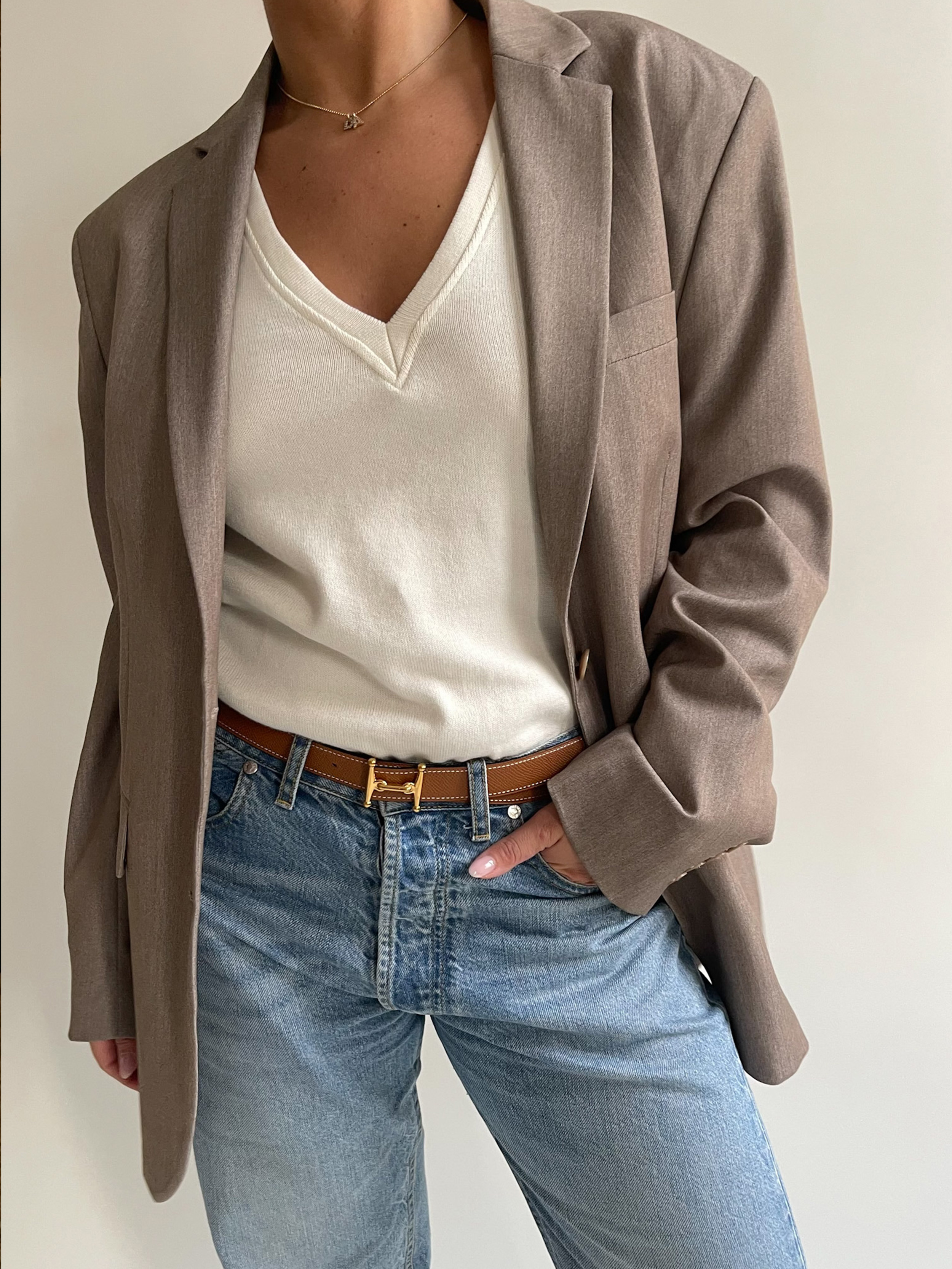 Remake Getaway V-neck Top Cream - Cream | Djerf Avenue