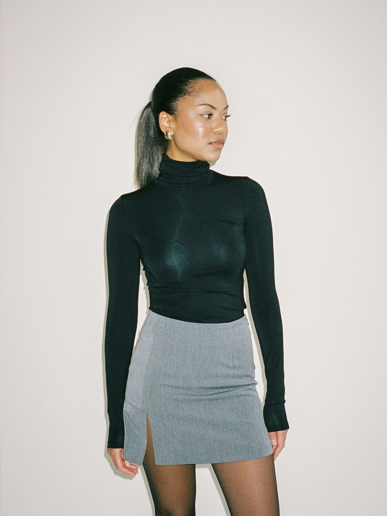 Daily Turtleneck Top Black