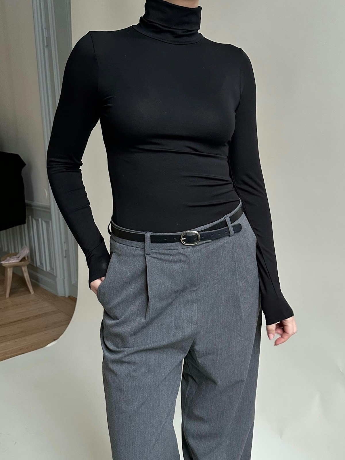 Daily Turtleneck Top Black