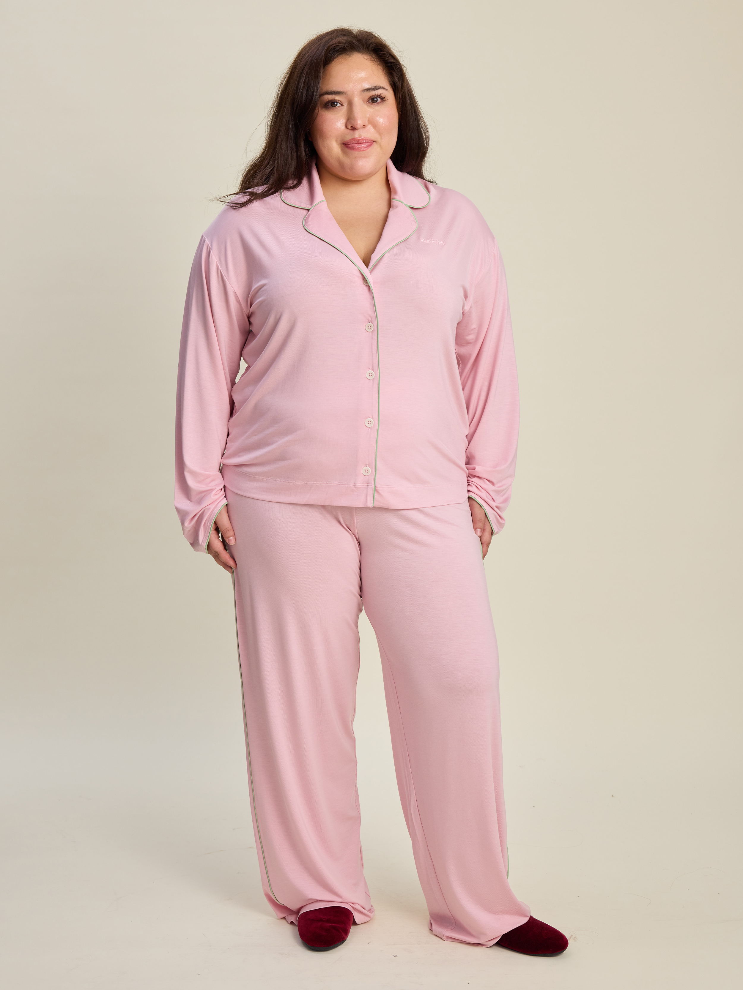 Joyspun Women's Cozy Jersey Notch Collar Top and Pants