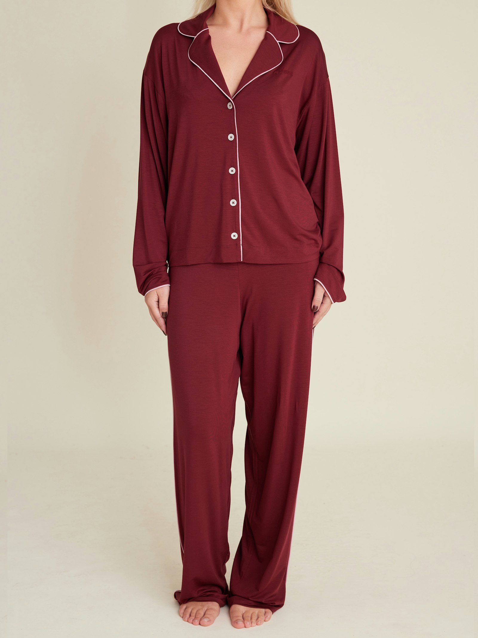 Go Slow PJ Shirt Burgundy