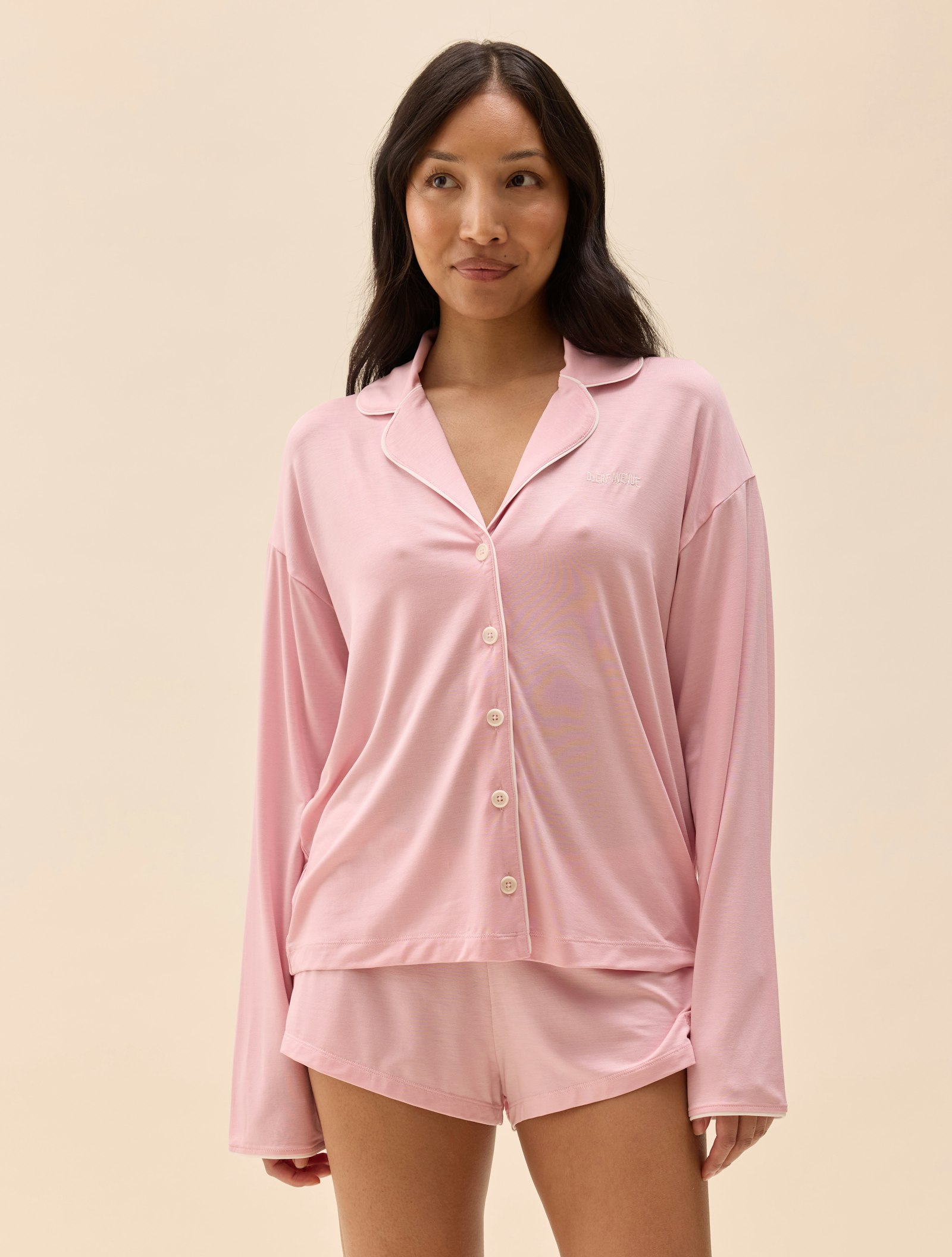 Go Slow PJ Shirt Pink/White