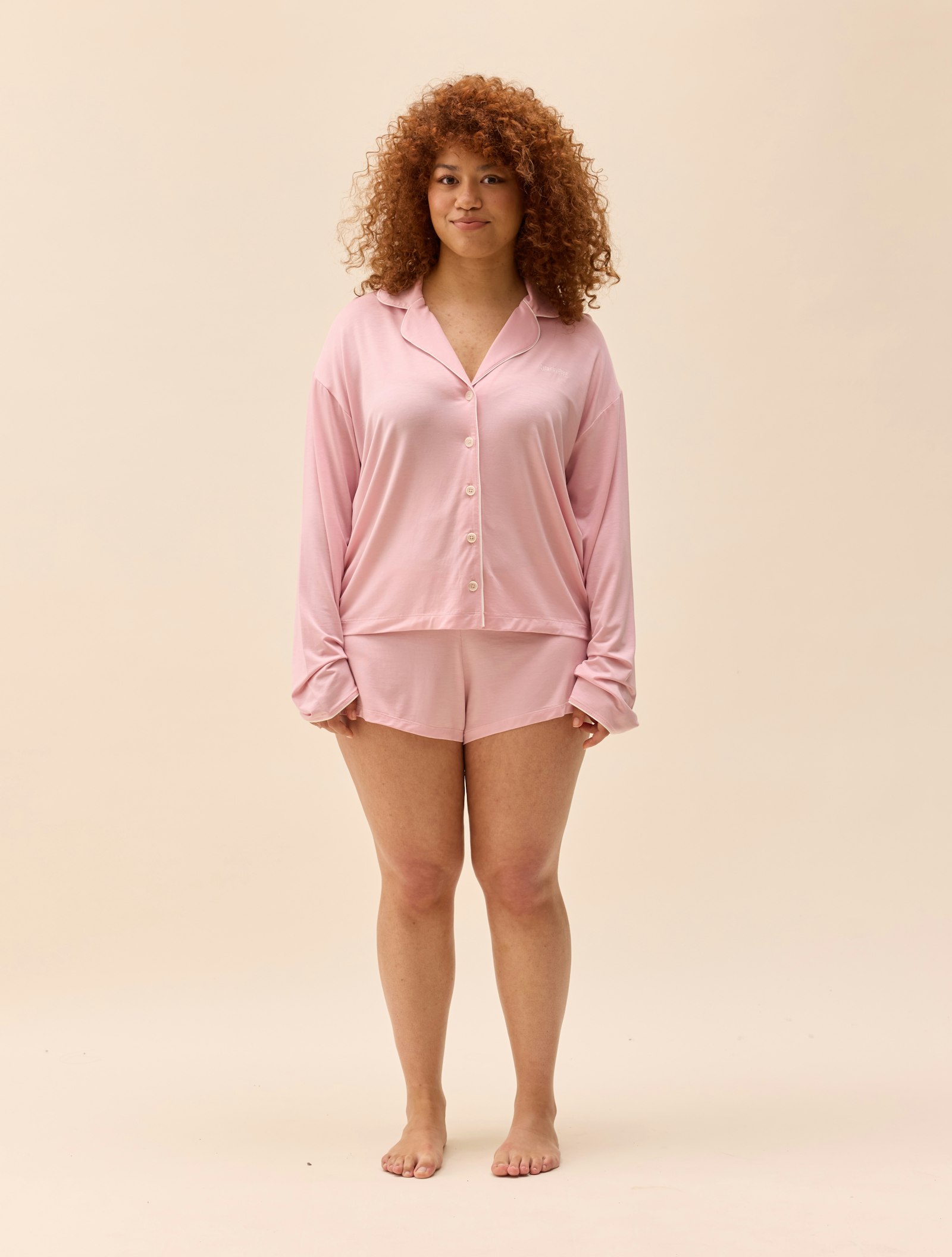 Go Slow PJ Shirt Pink/White