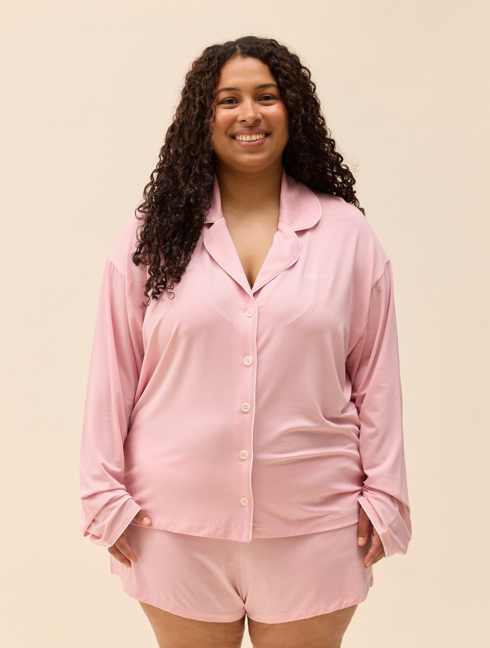 Go Slow PJ Shirt Pink/White