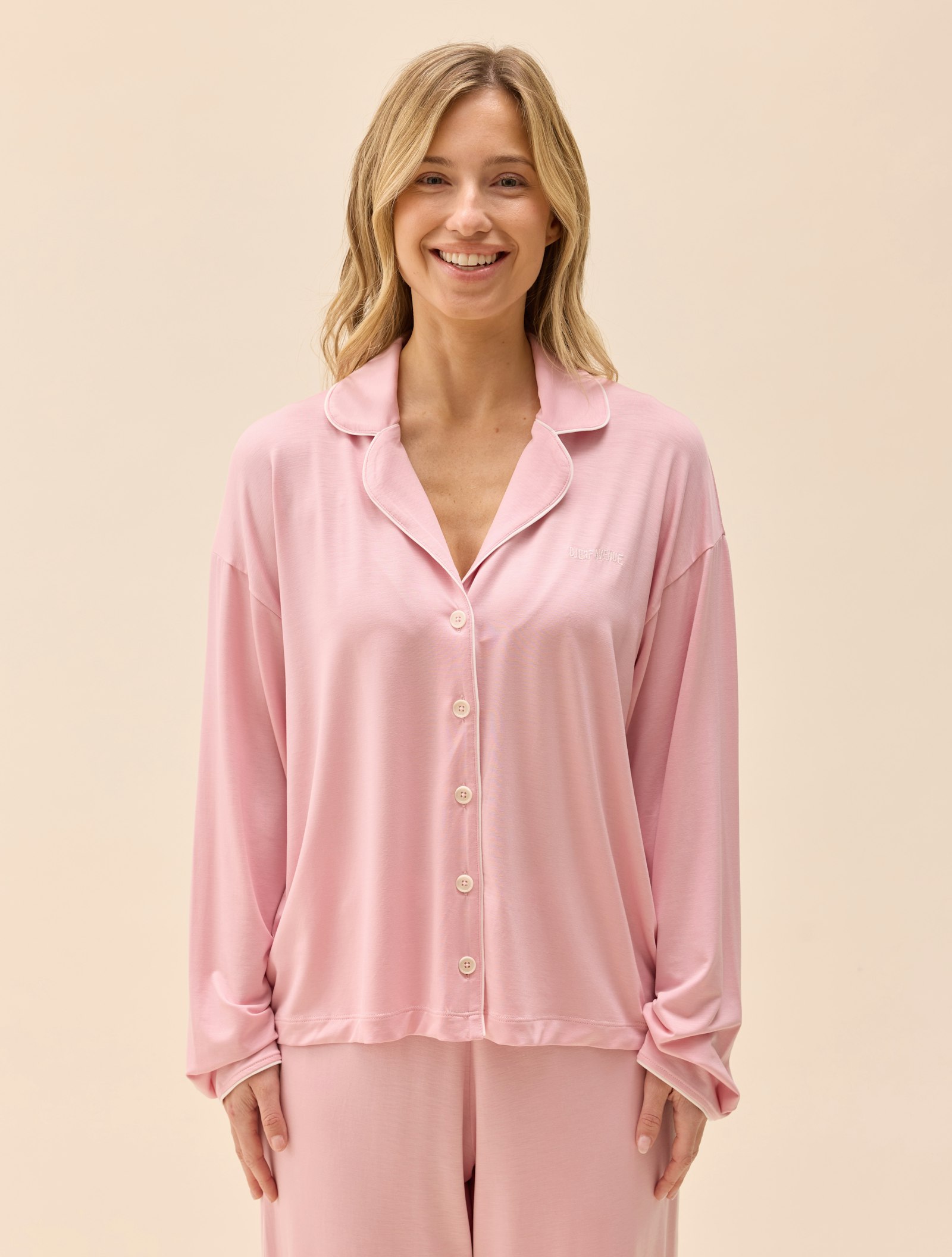 Go Slow PJ Shirt Pink/White