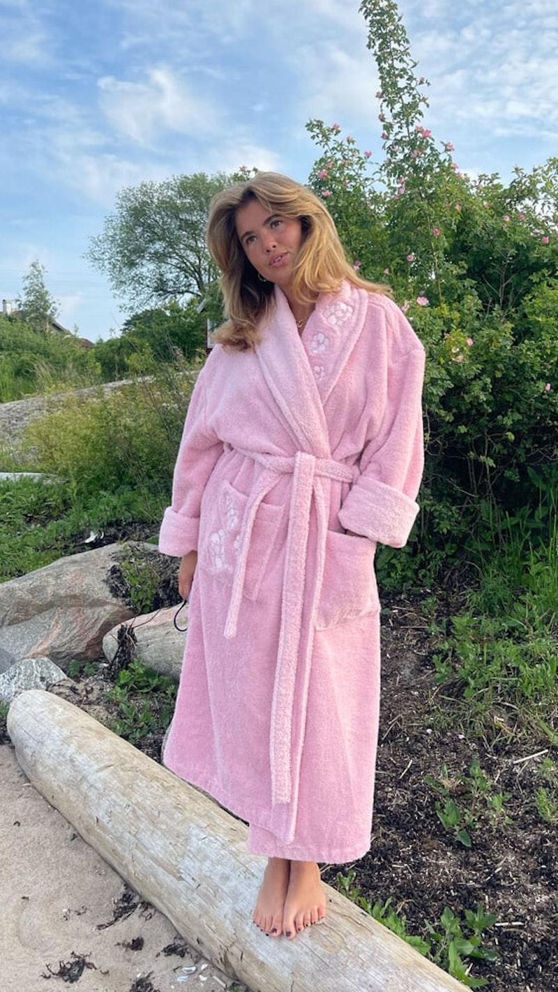 Bath Robe Pink Flower