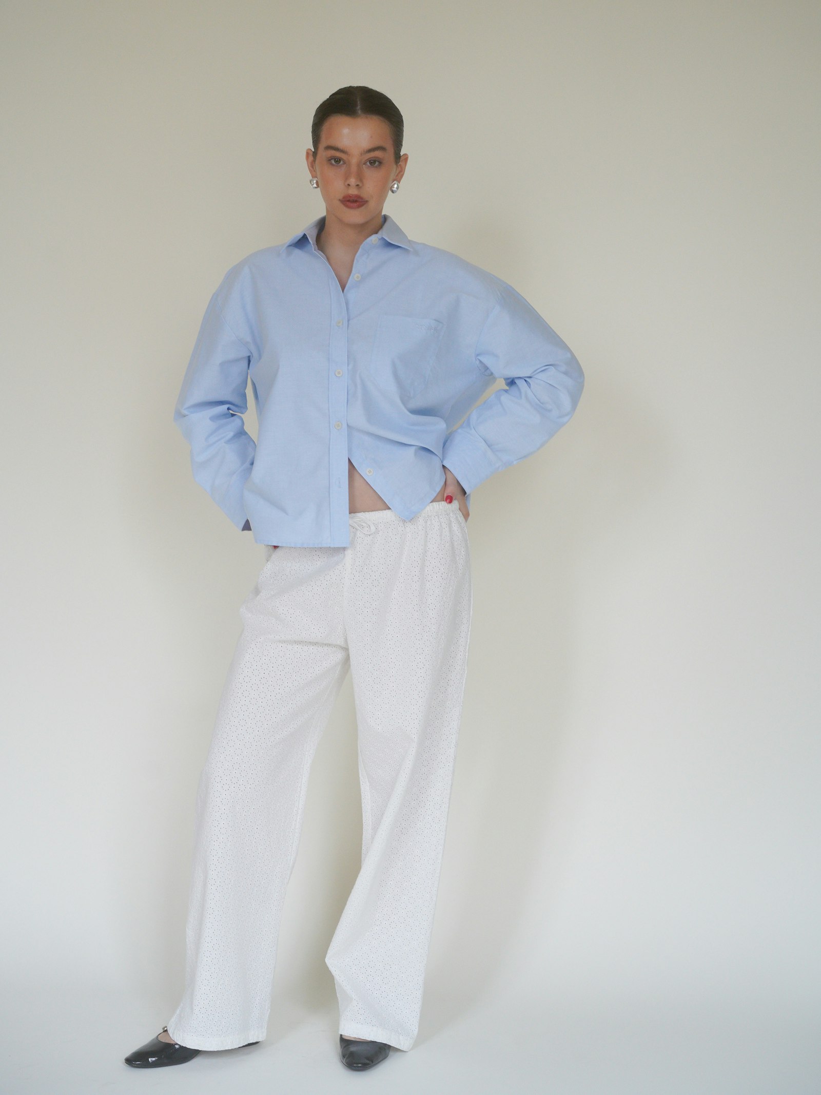 Broderie Pants White