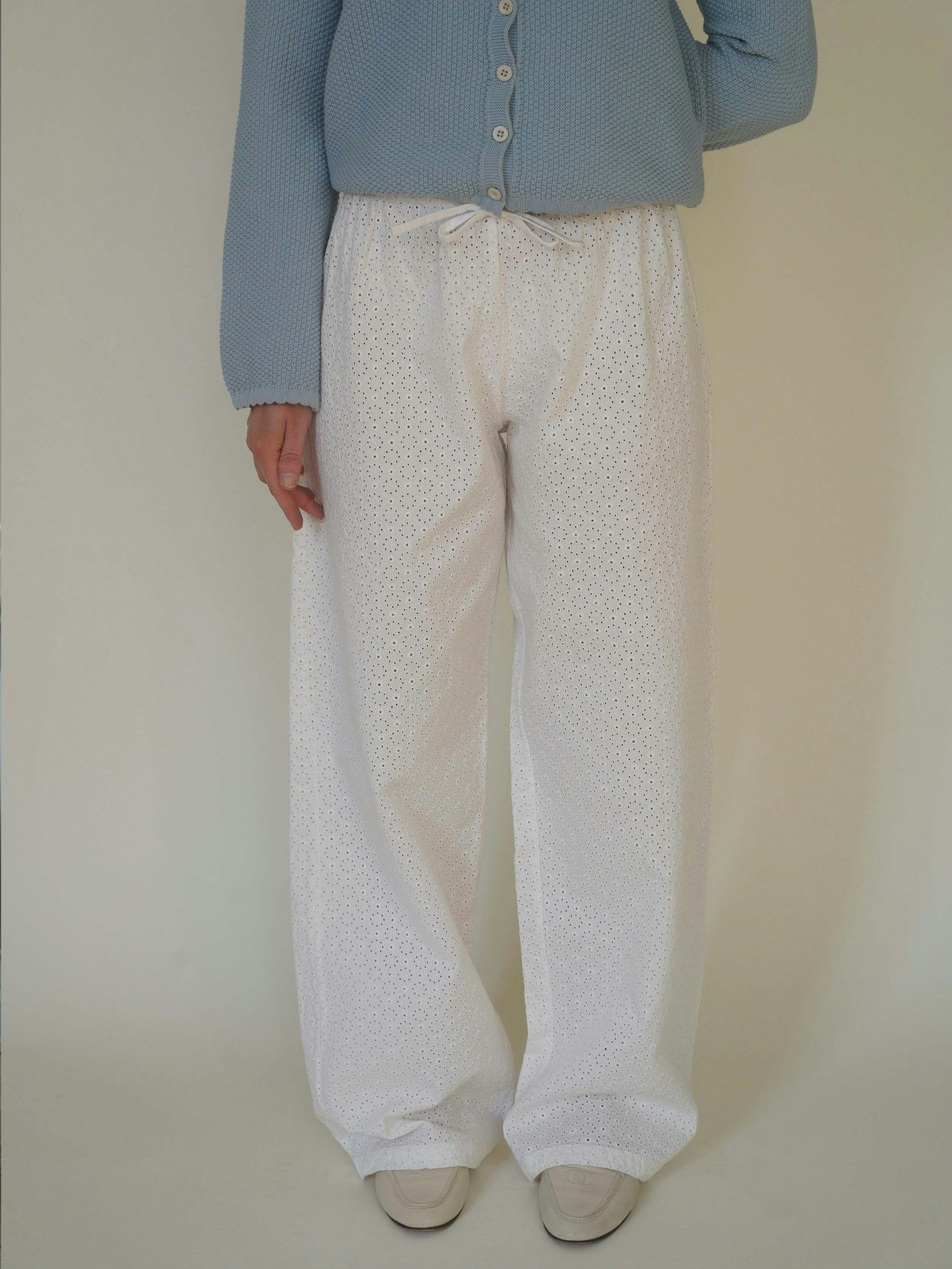 Broderie Pants White