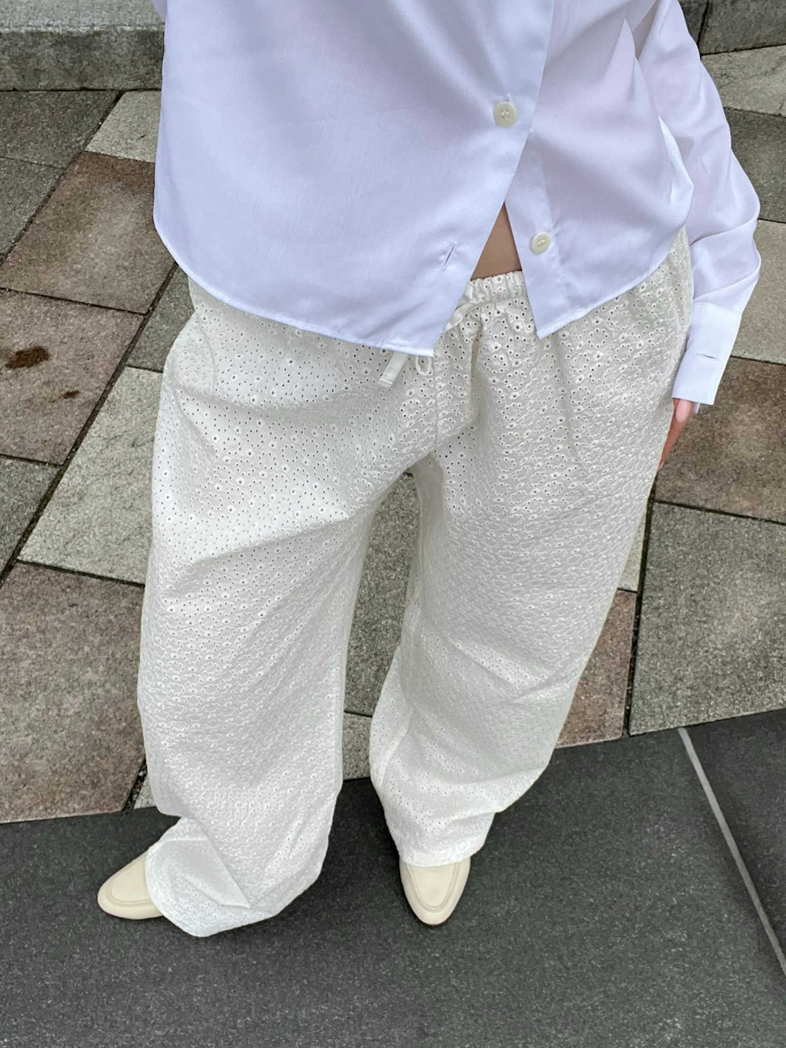 Broderie Pants White