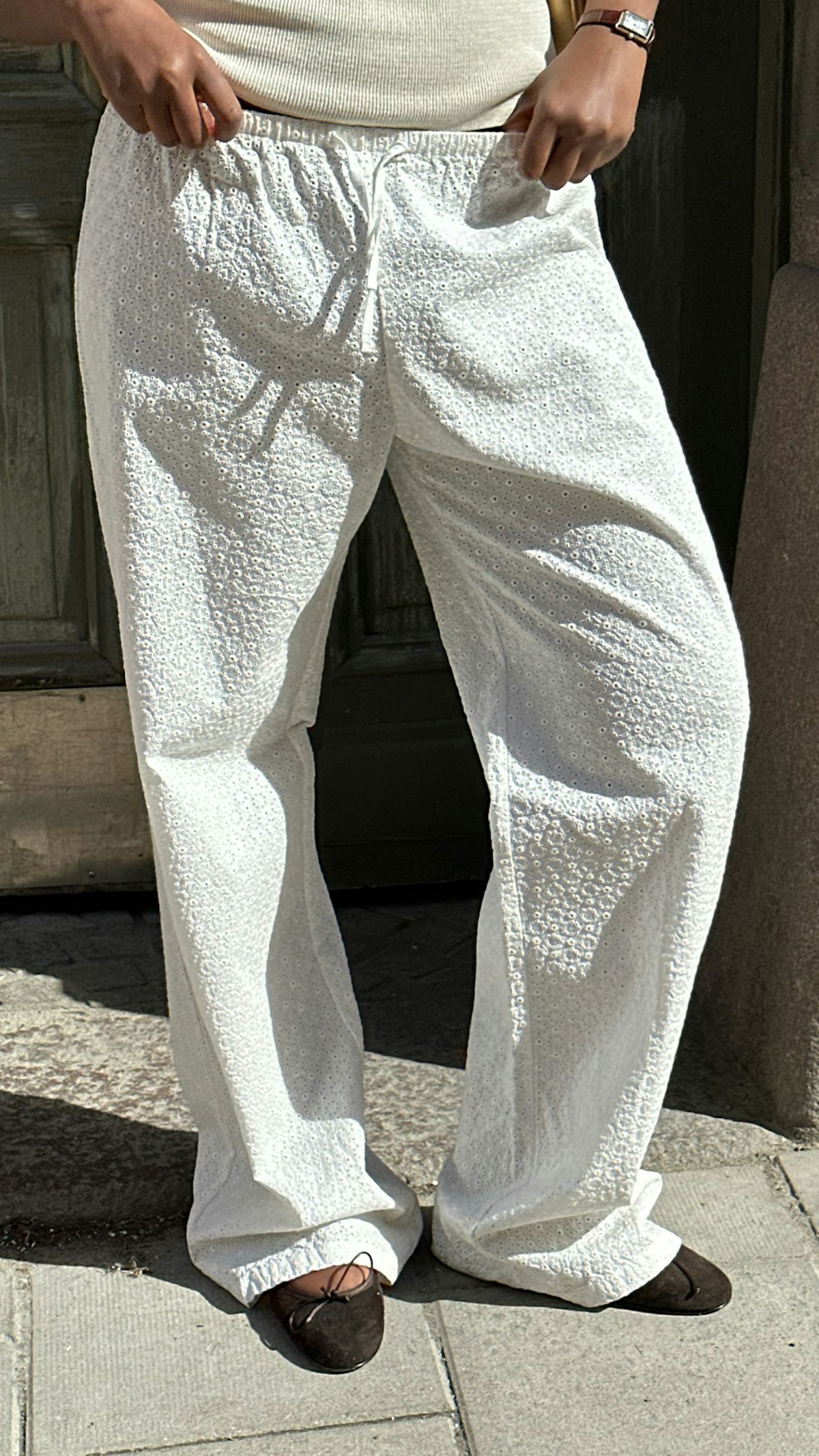 Broderie Pants White
