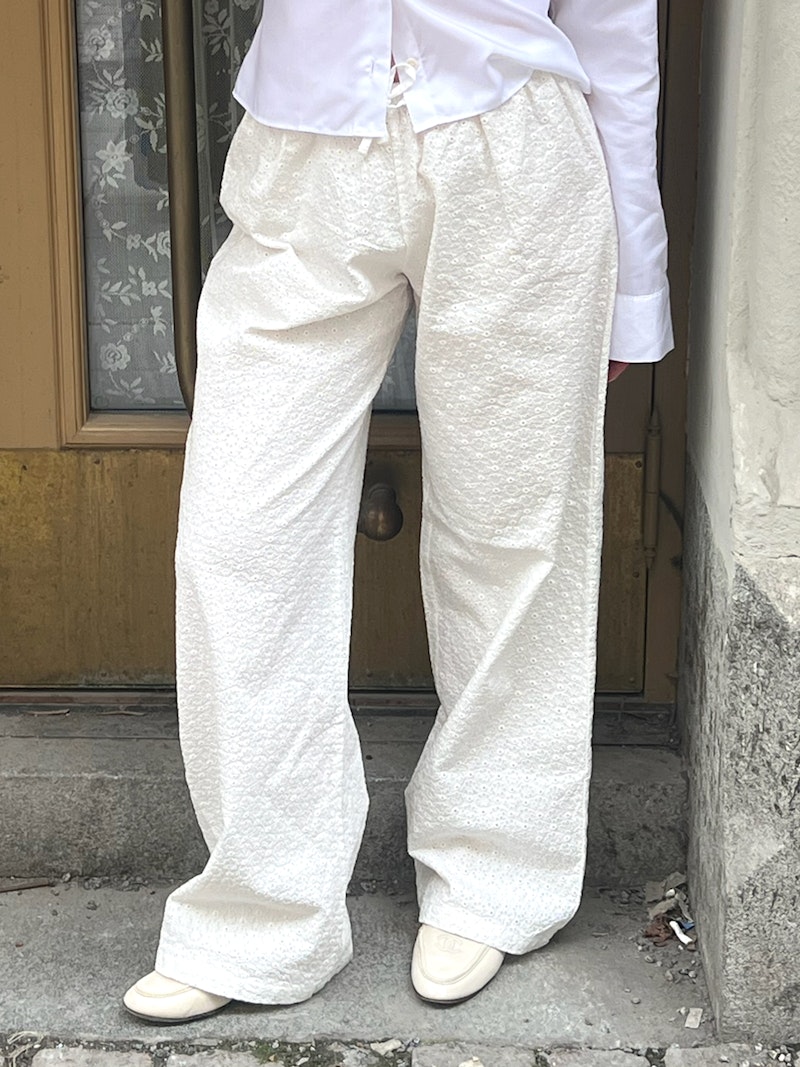 Broderie Pants White