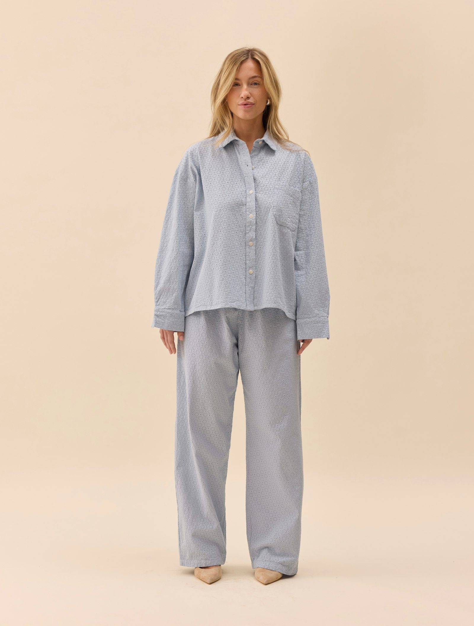 Broderie Pants Tall Airy Blue