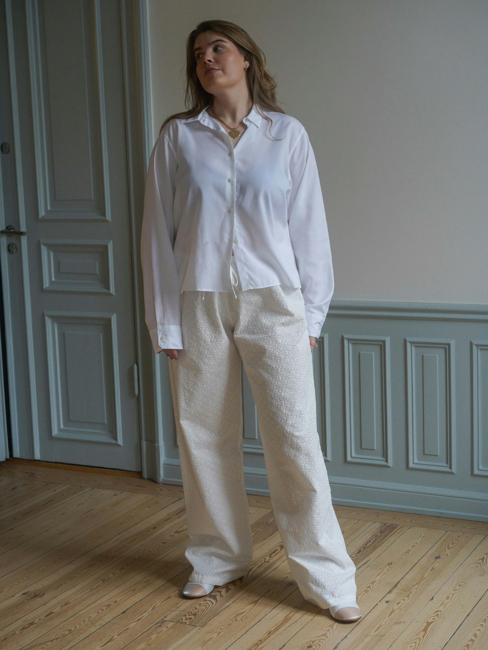 Broderie Pants Tall White