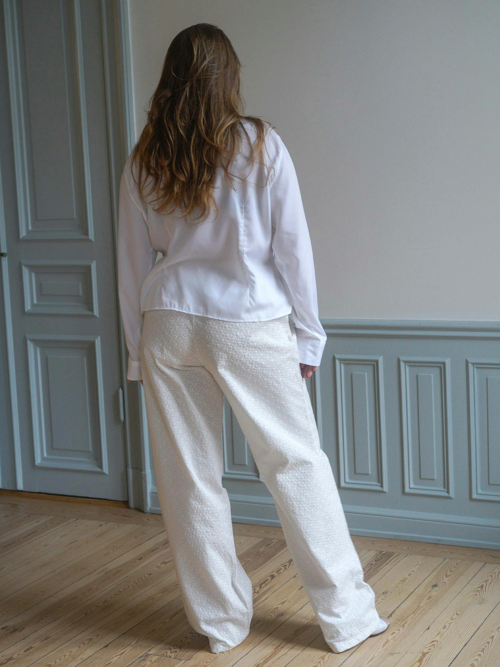 Broderie Pants White - Tall