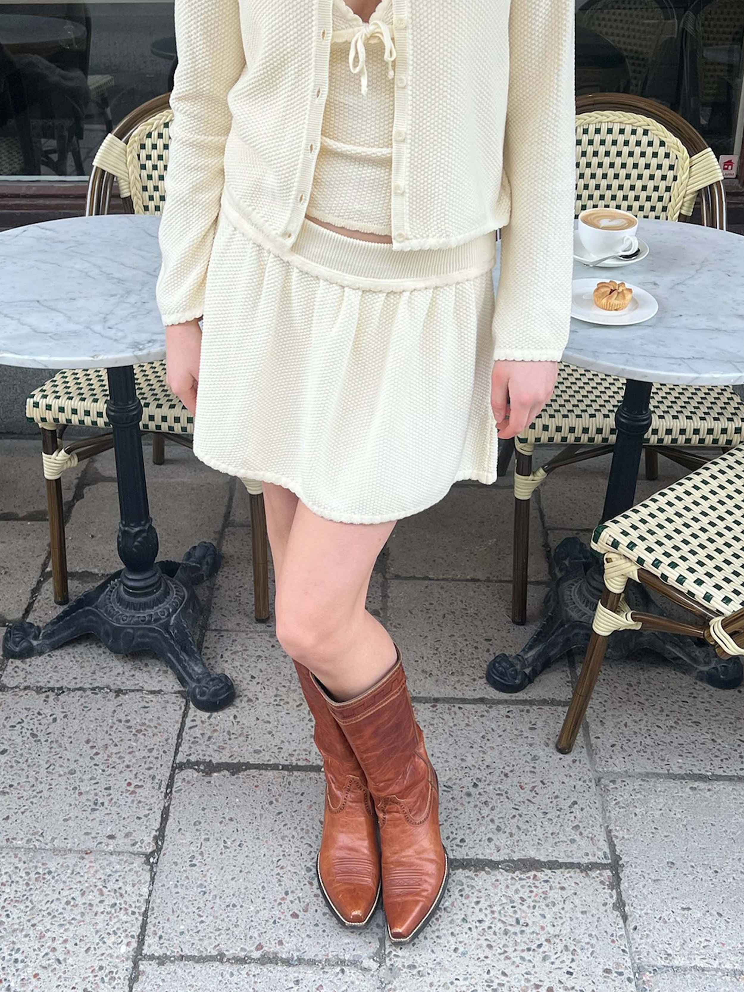 【専用】ANDMARY nina flare mini skirt Beige ANDMARY】Nina flare mini skirt