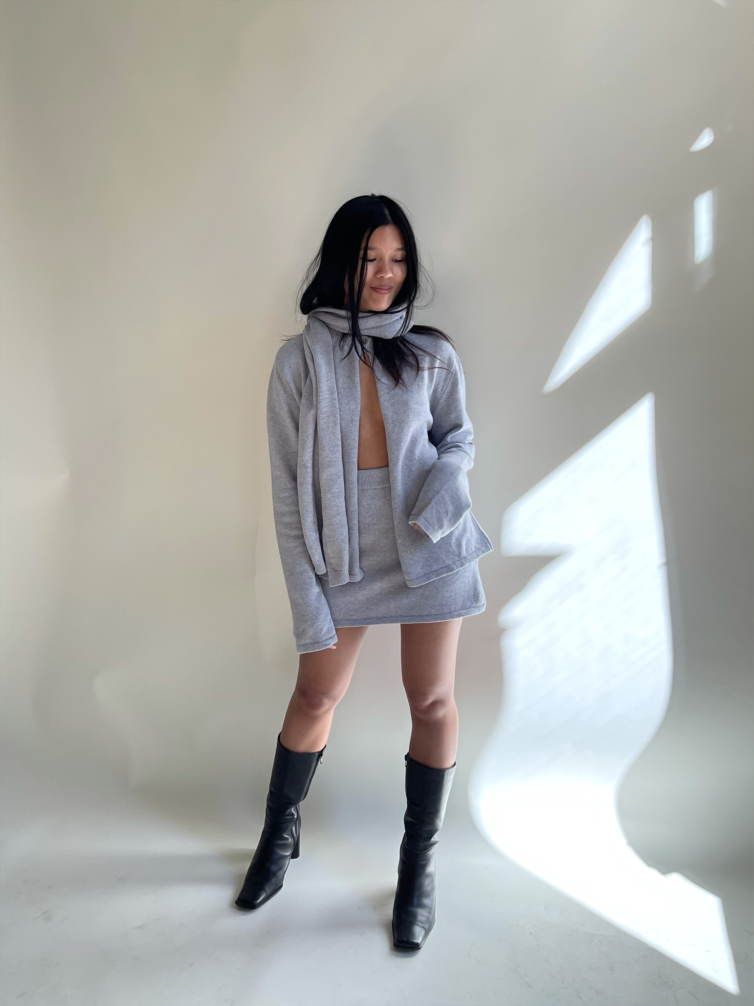 Scarf Grey Melange - Grey melange | Djerf Avenue