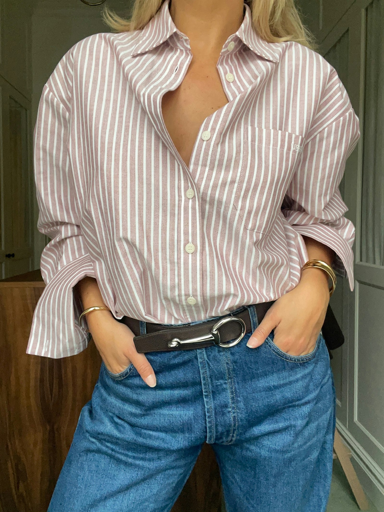 Breezy Classic Shirt Burgundy Stripe