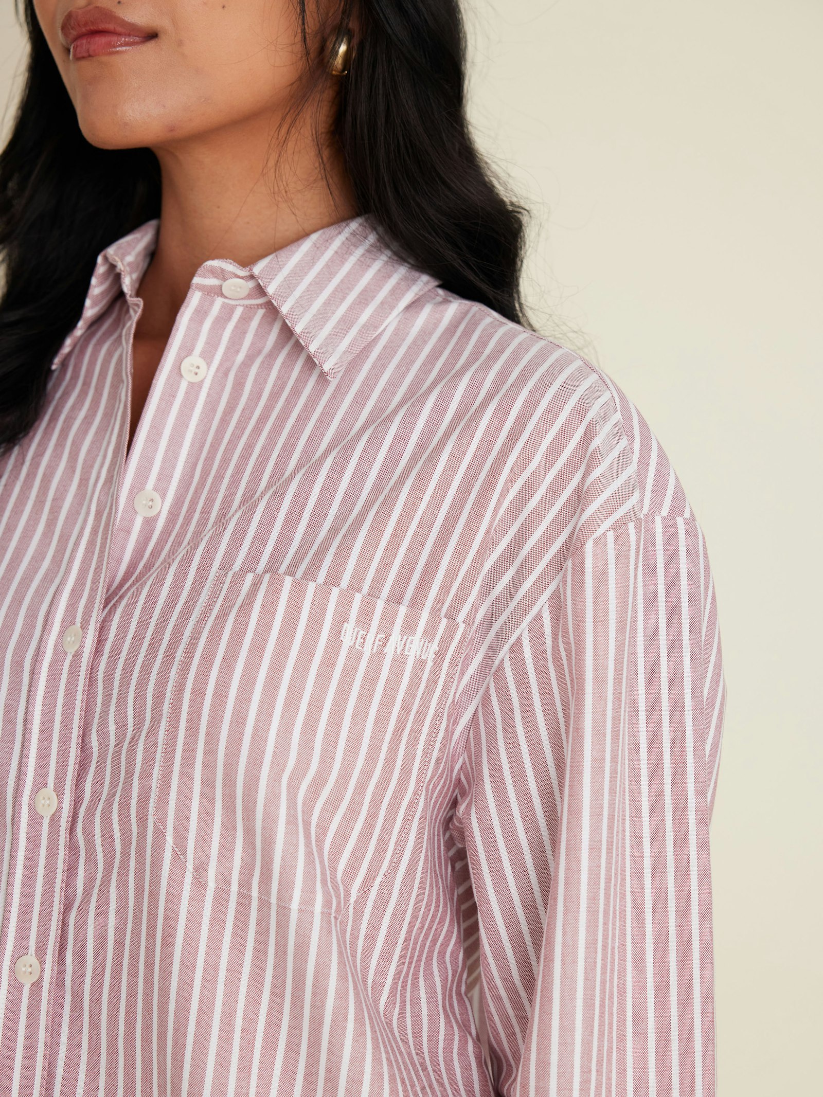 Breezy Classic Shirt Burgundy Stripe