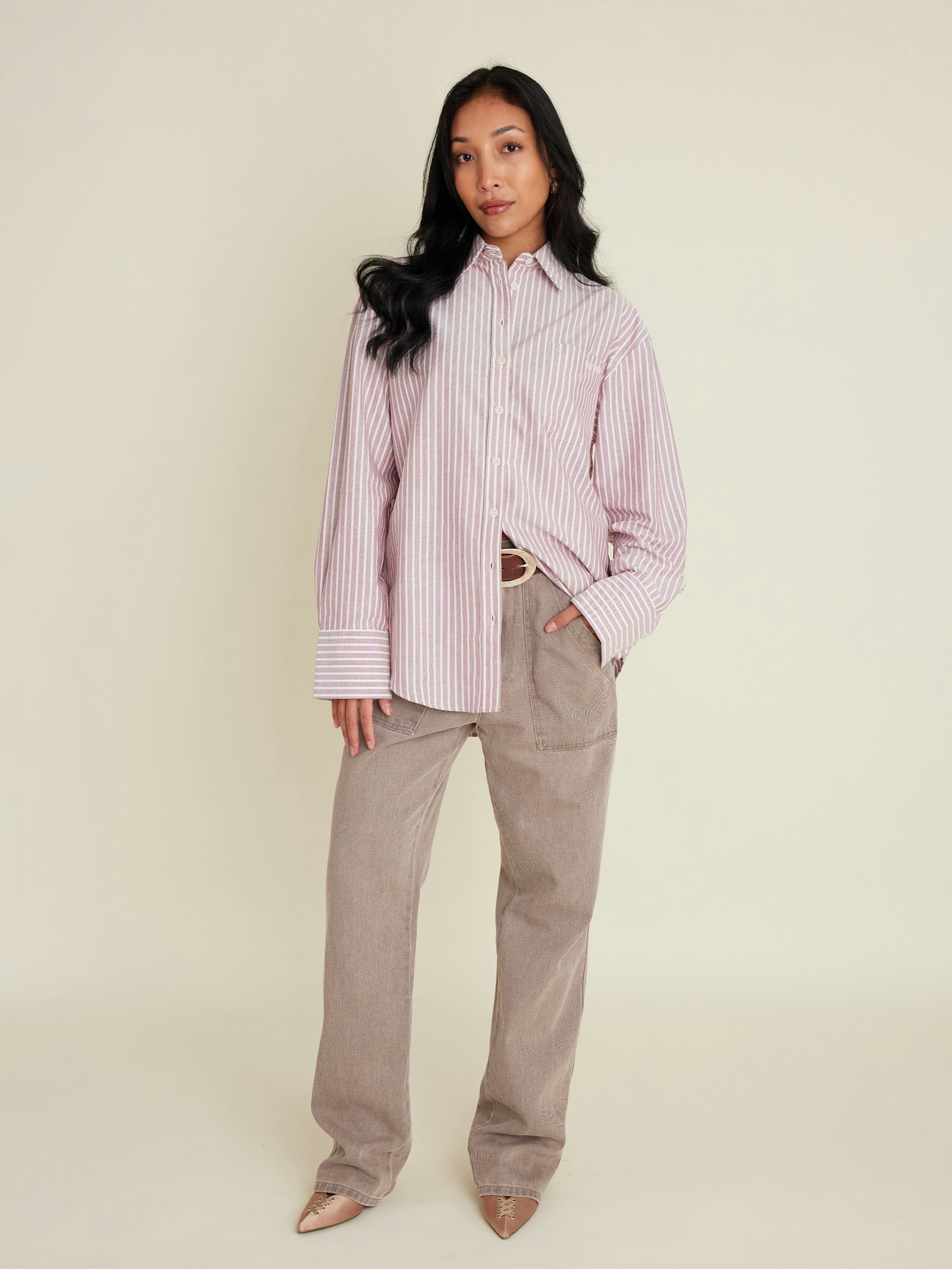 Breezy Classic Shirt Burgundy Stripe