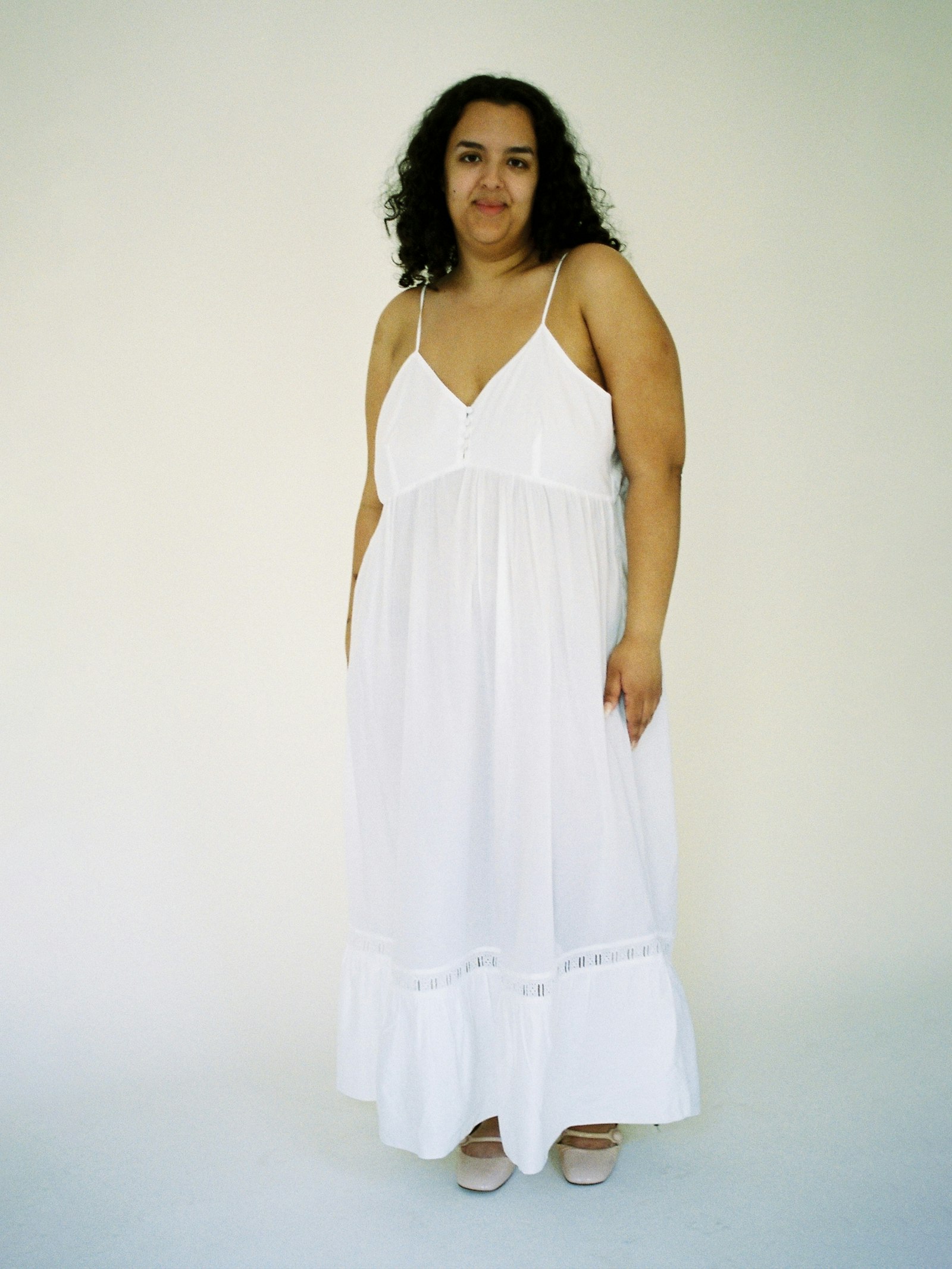 Airy Poplin Midi Dress White