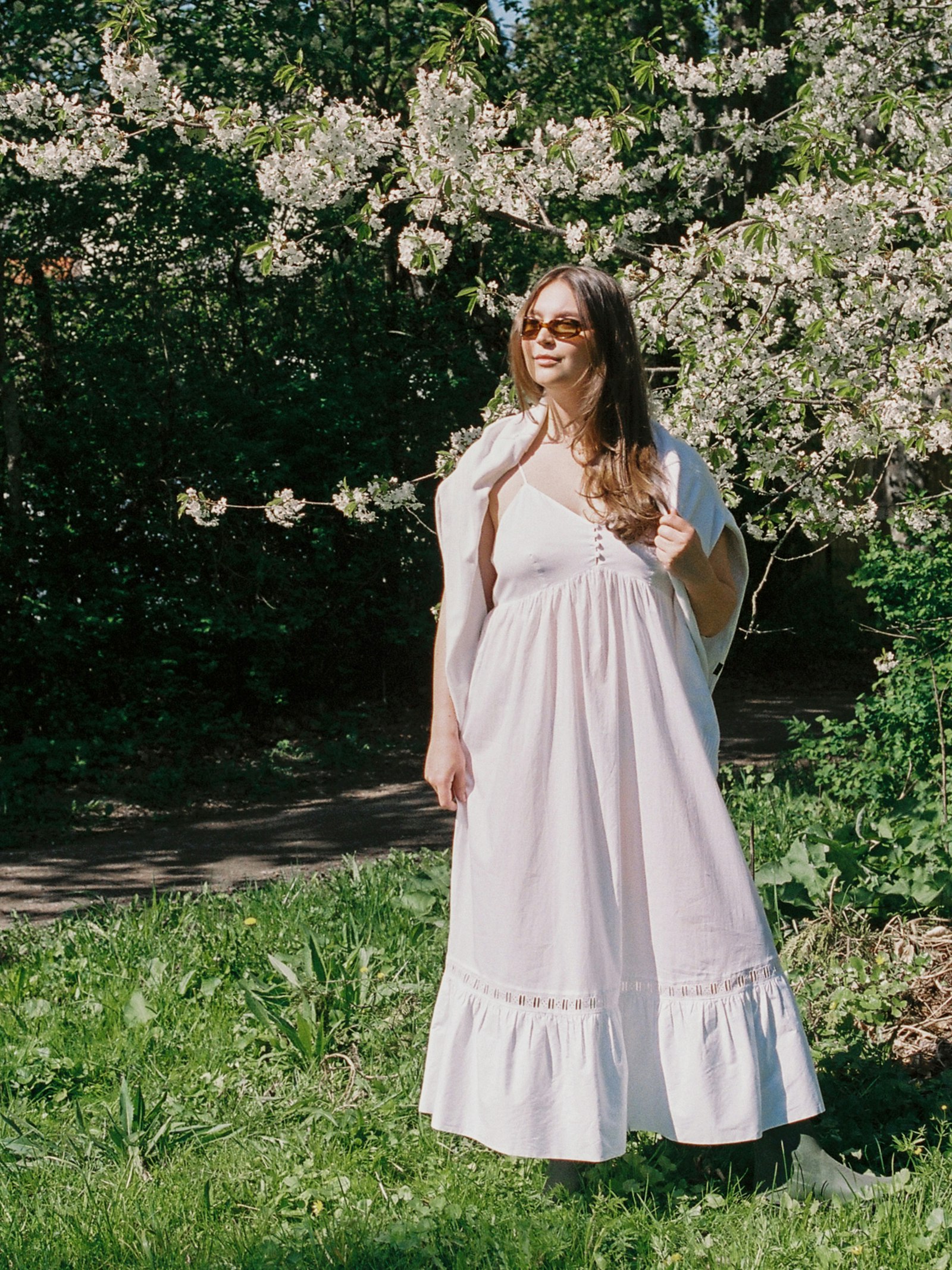 Airy Poplin Midi Dress White