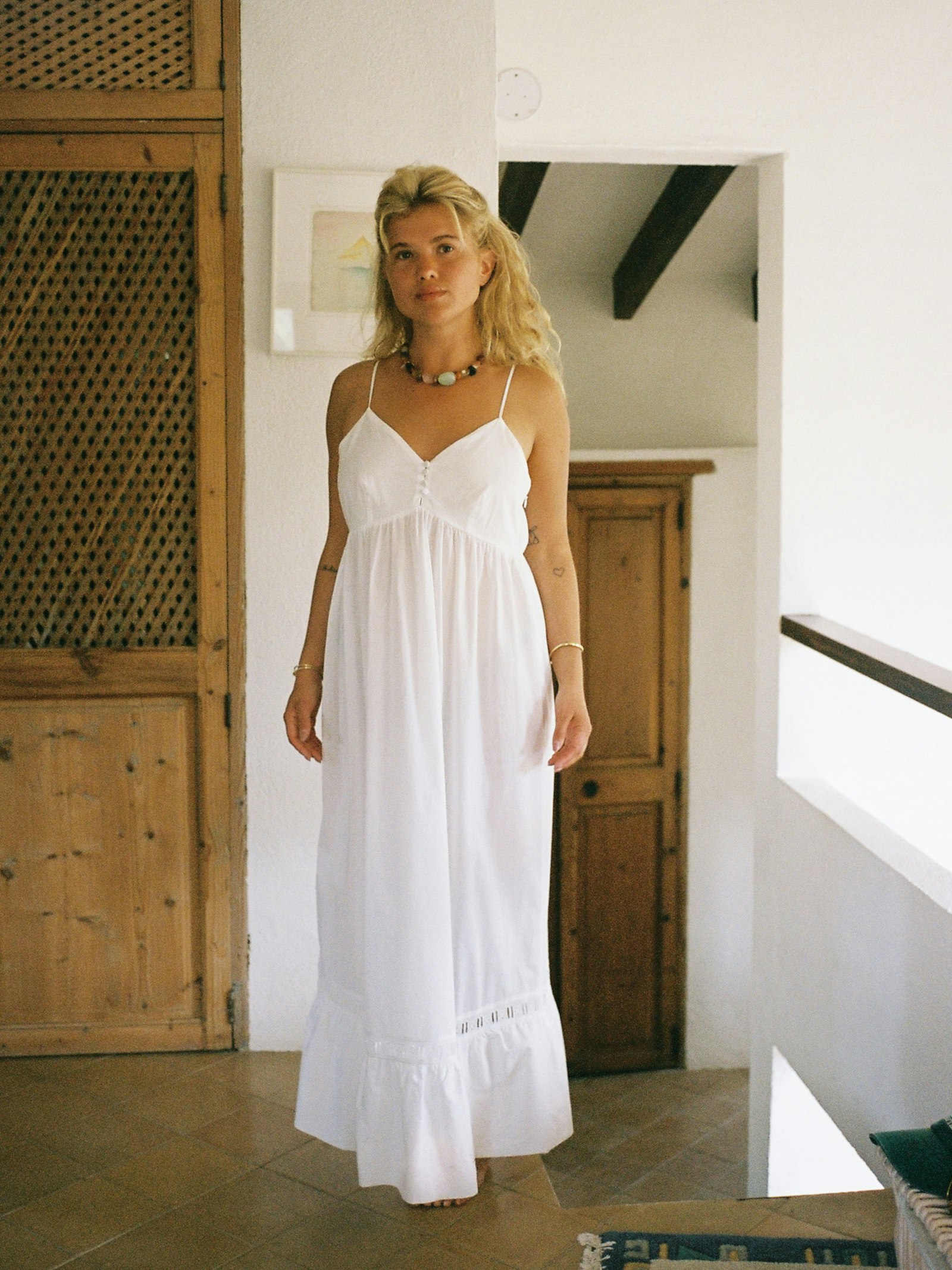 Airy Poplin Midi Dress White