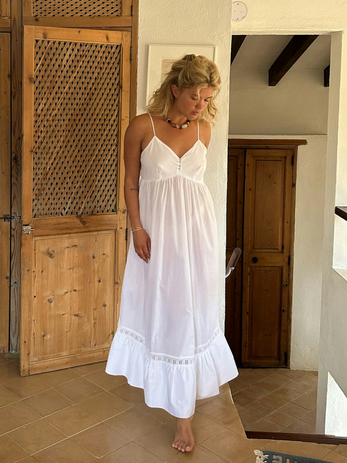 Airy Poplin Midi Dress White