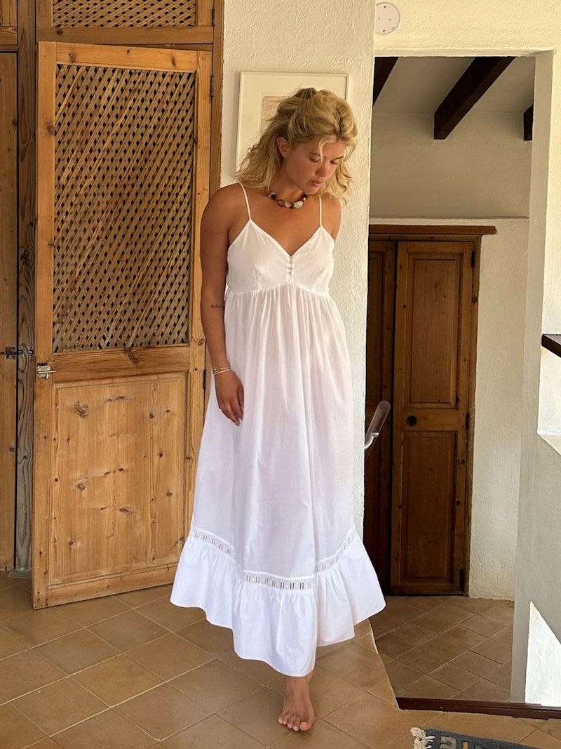 Airy Poplin Midi Dress White