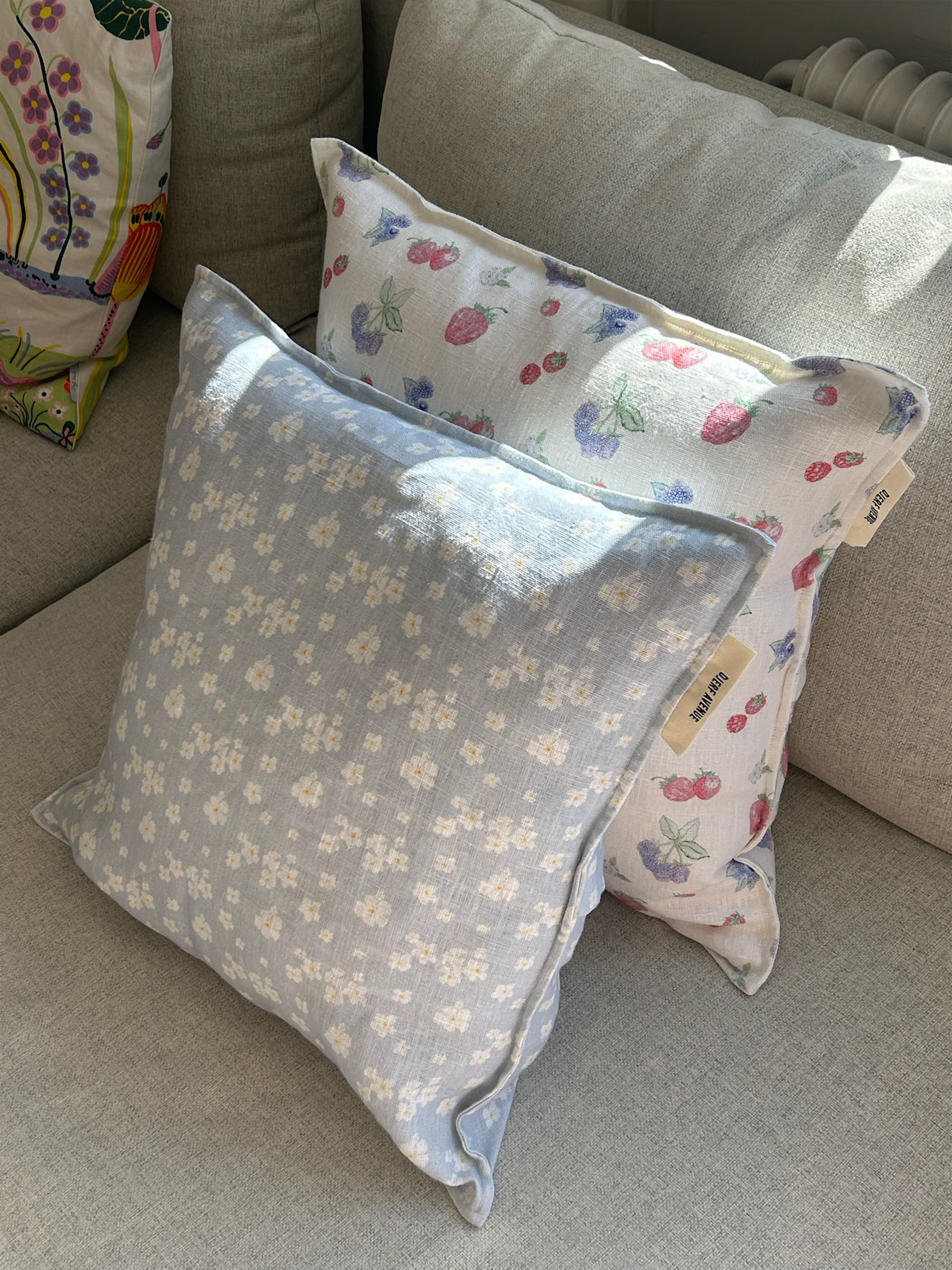 Blue linen cushion covers best sale