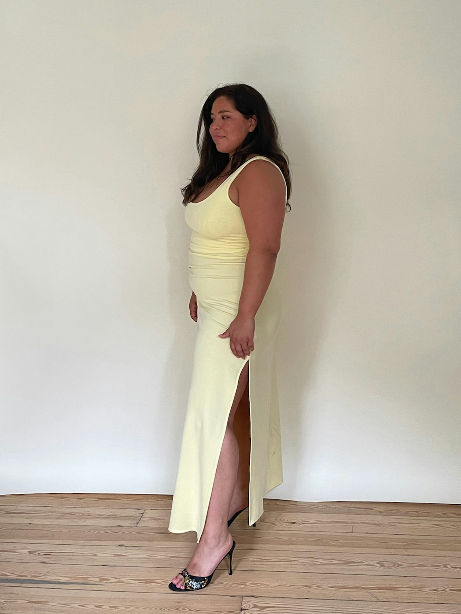 Citrine Midi Slip Dress Light Yellow