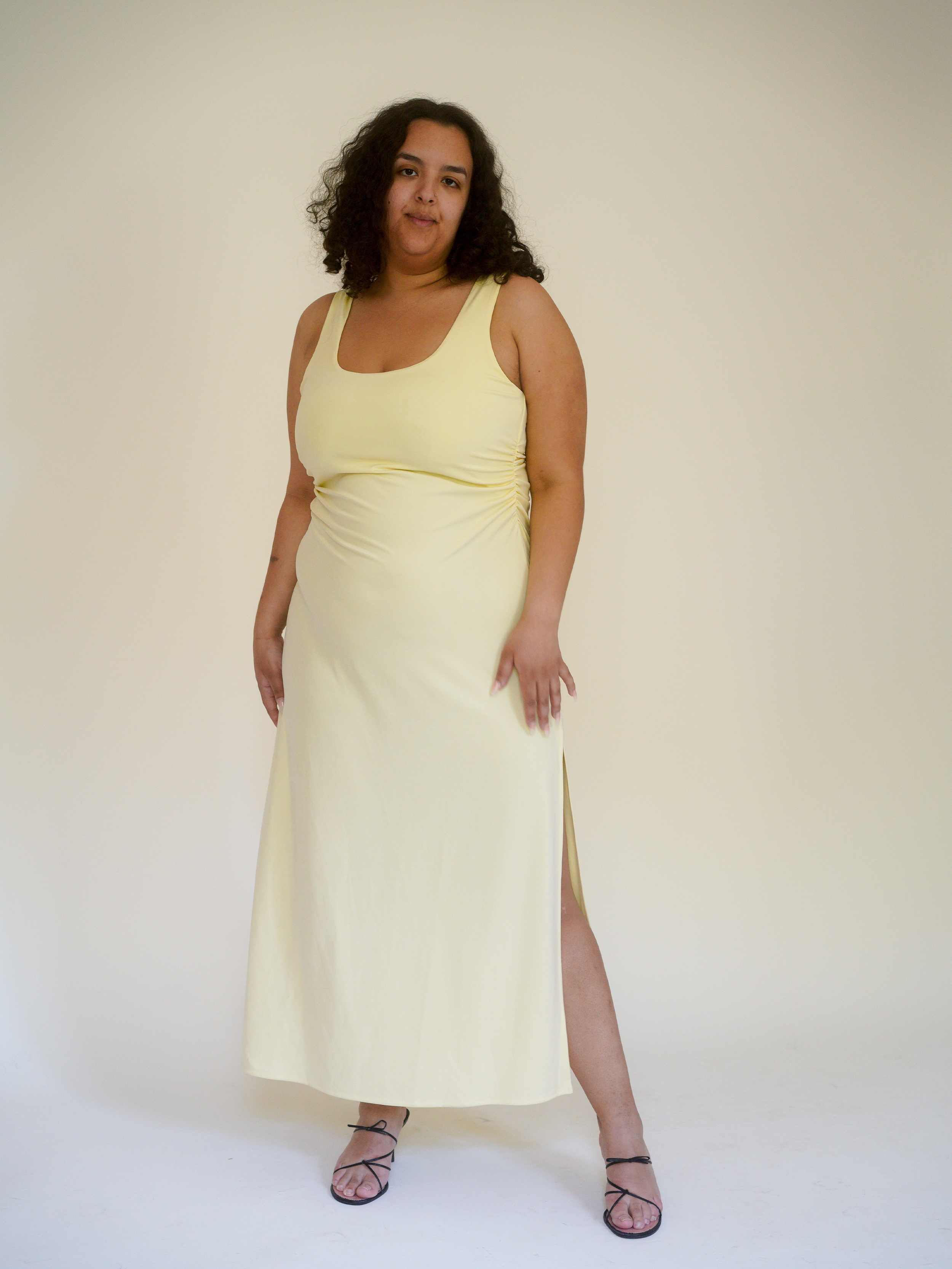 Citrine Midi Slip Dress Light Yellow - Light Yellow | Djerf Avenue