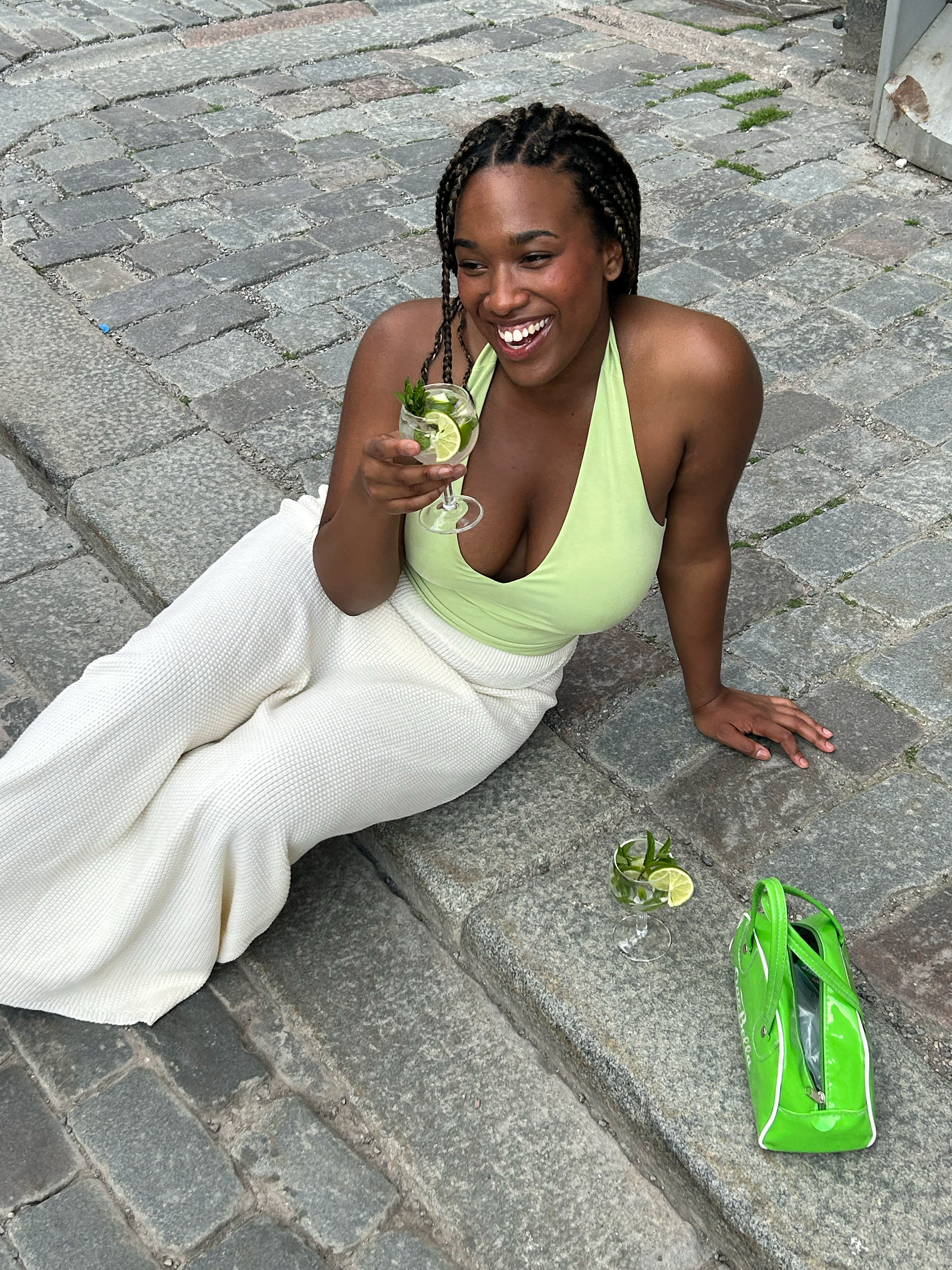 Peridot Halterneck Top Green - Green | Djerf Avenue