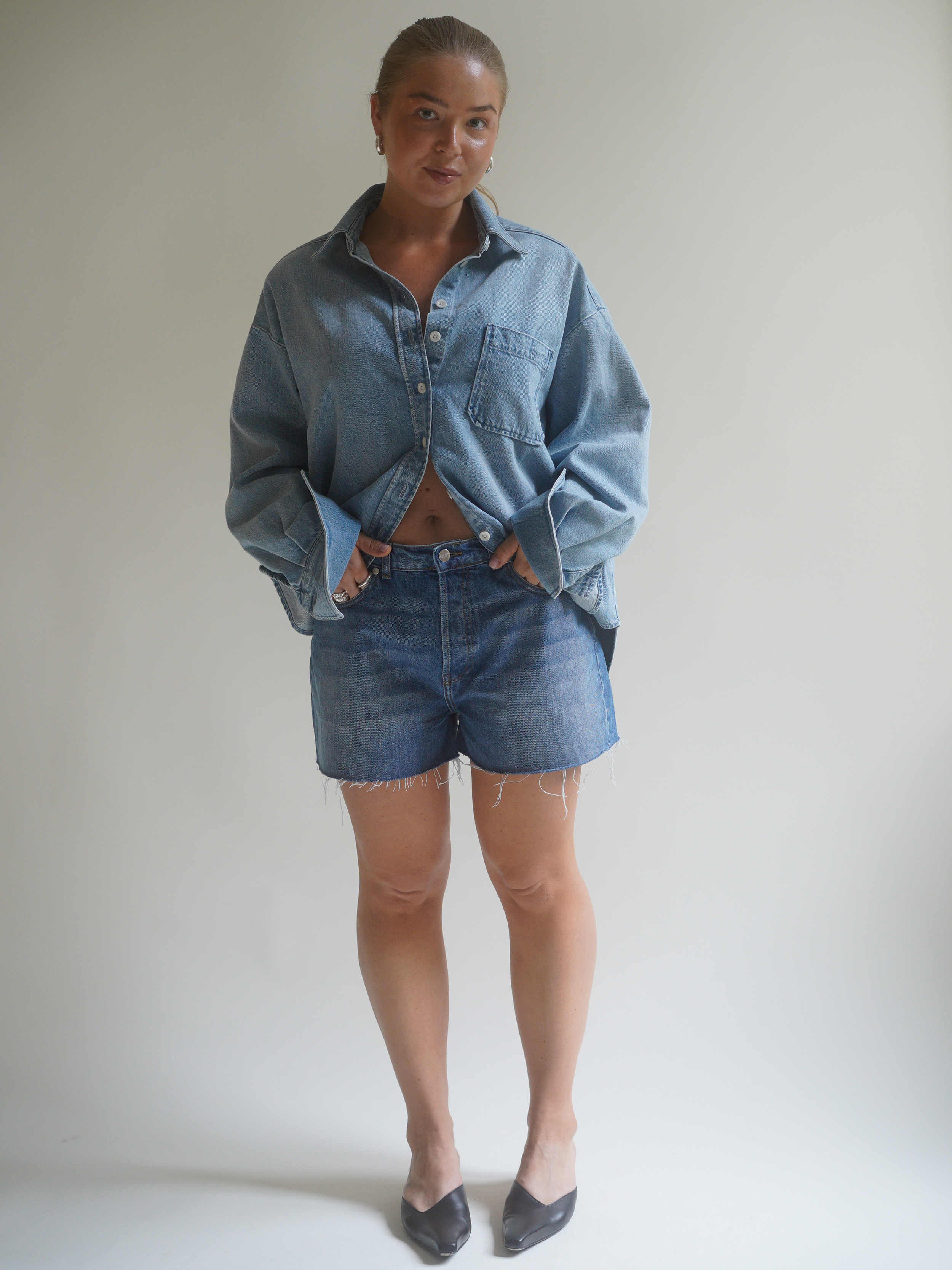 【JEMUT】24SS★ Bellow Washing Denim Shirt Denim Shirt Washed Blue - Washed Blue | Djerf Avenue